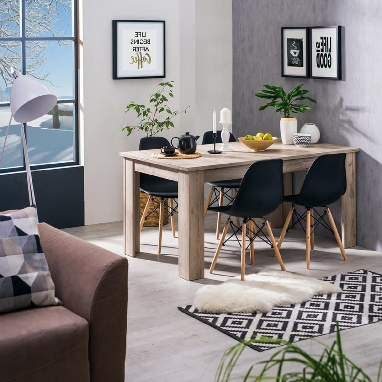 Tavolo da pranzo Kendra estensibile rettangolare in truciolato cm 190x90 78h