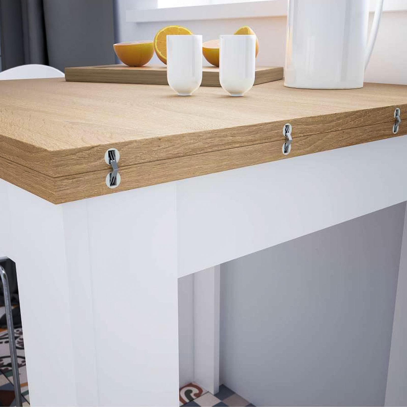 Tavolo da pranzo quadrato Kendra estensibile a libro in truciolato cm 67x67 79h