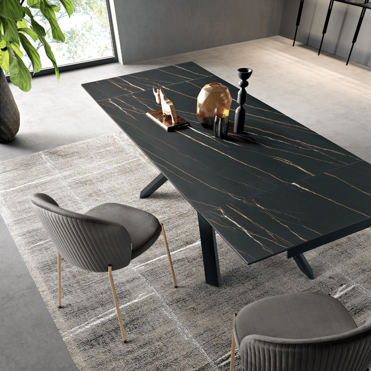 Tavolo allungabile moderno da pranzo "Caio" con piano in grès porcellanato - MondoViro
