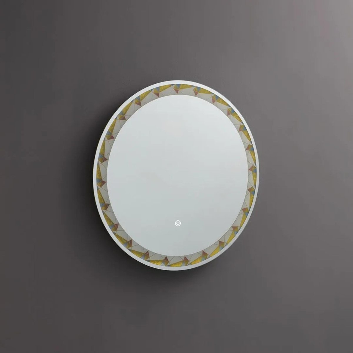 Specchio a led da parete "Mosaic" touch con inserti satinati e colorati - MondoViro