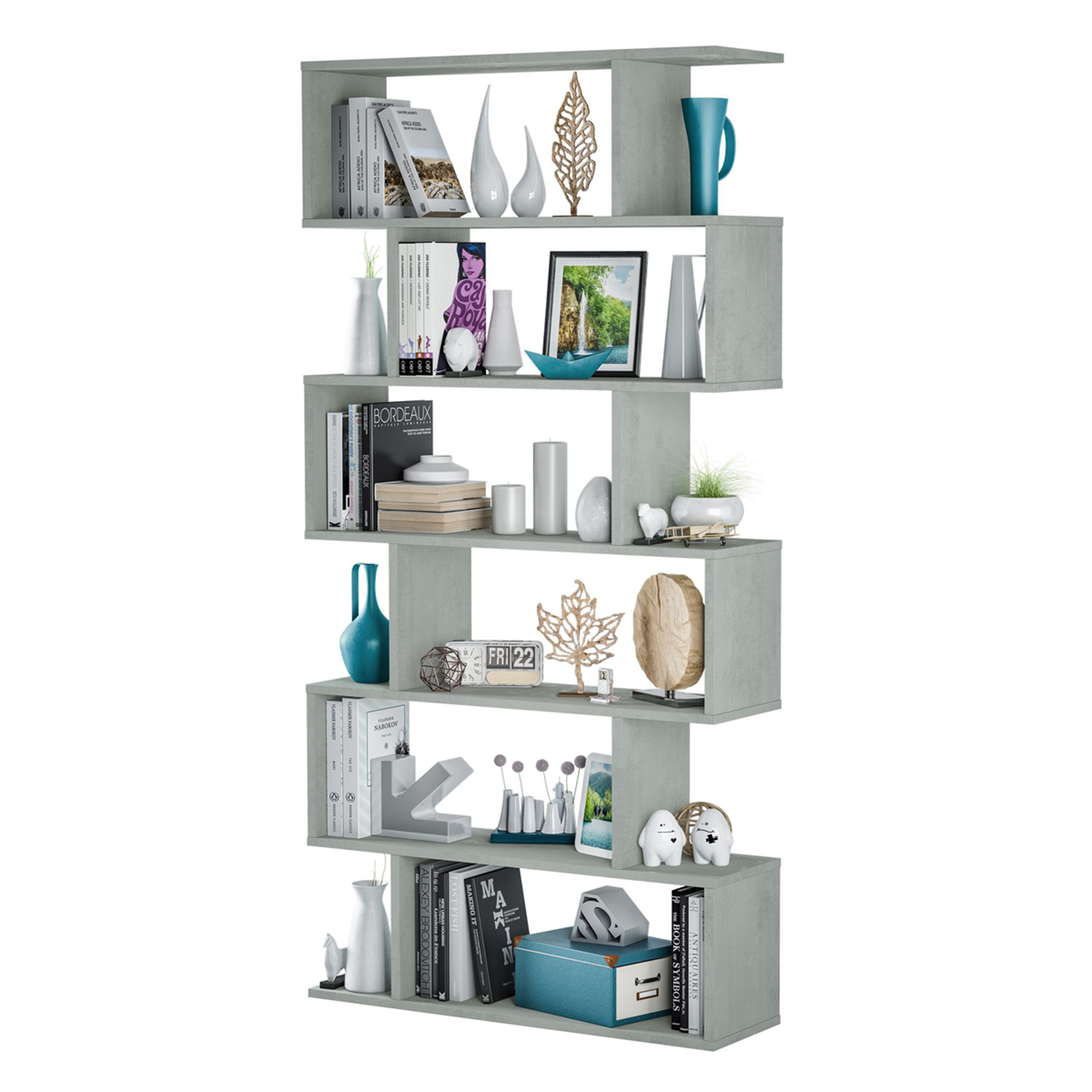 Libreria alta a giorno Athena con 6 ripiani in truciolato cm 80x25 192h