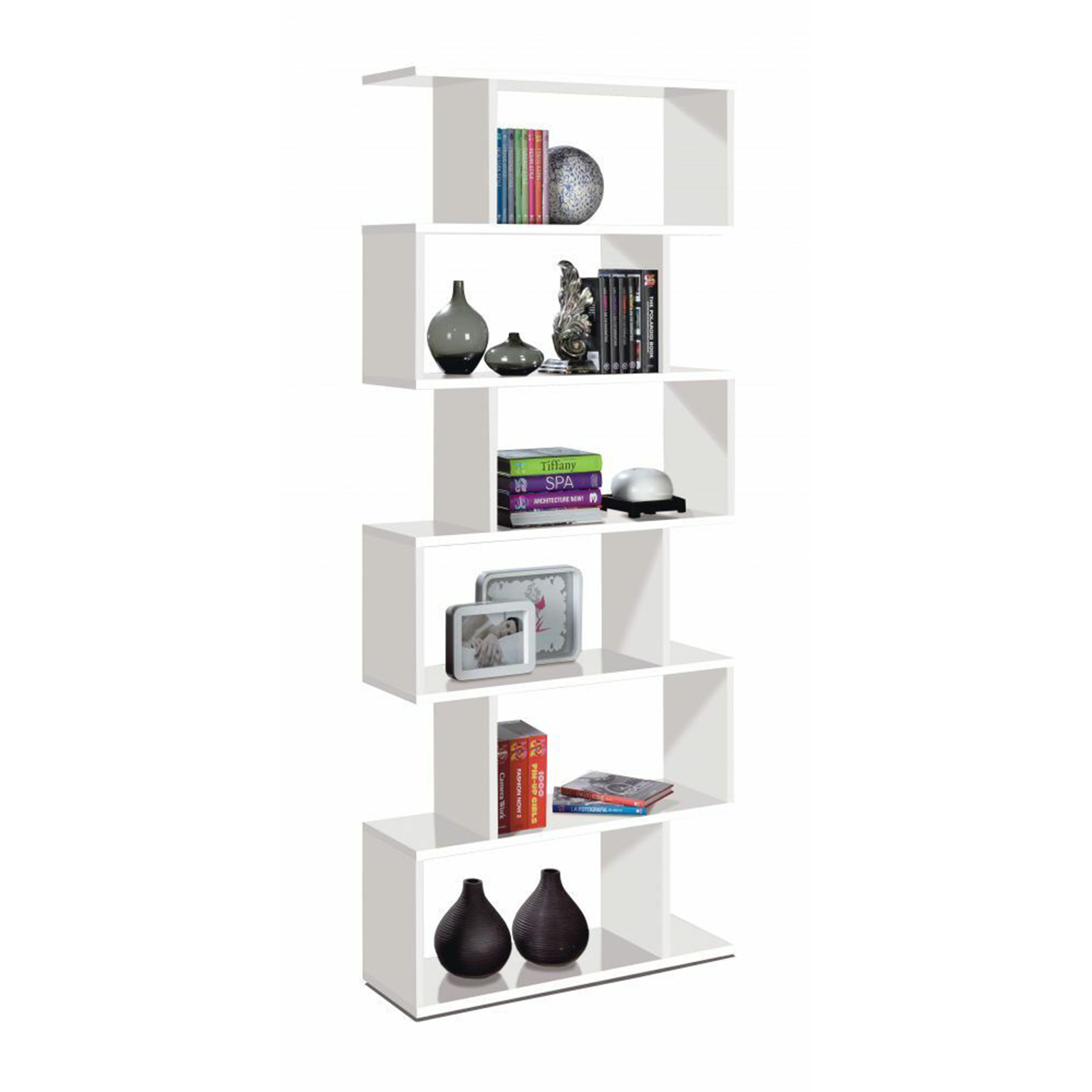 Libreria alta a giorno Athena con 6 ripiani in truciolato cm 80x25 192h