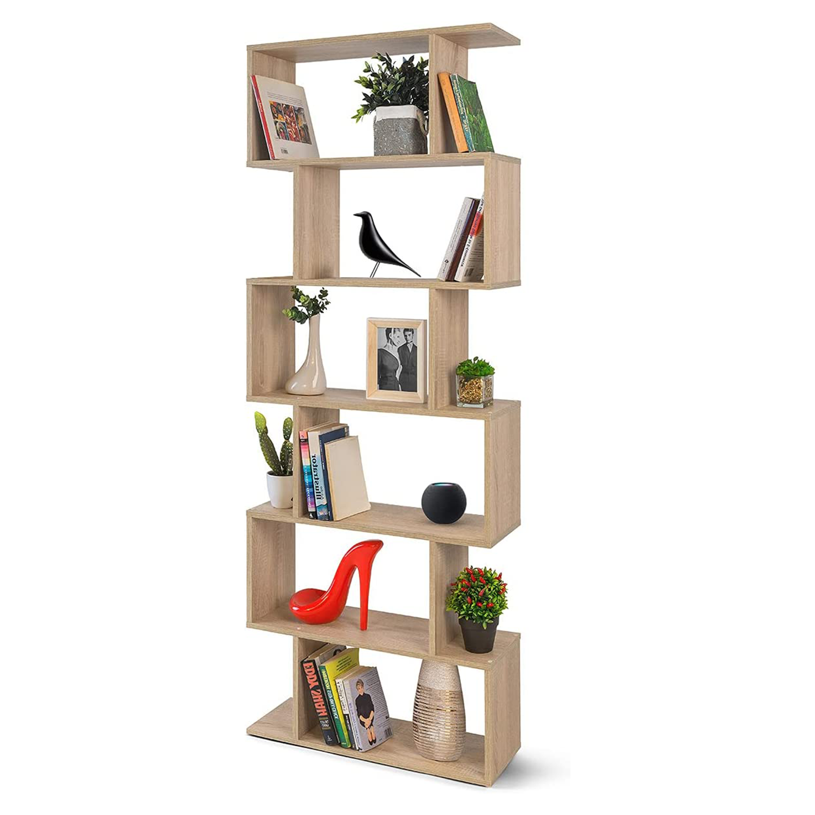 Libreria alta a giorno Athena con 6 ripiani in truciolato cm 80x25 192h