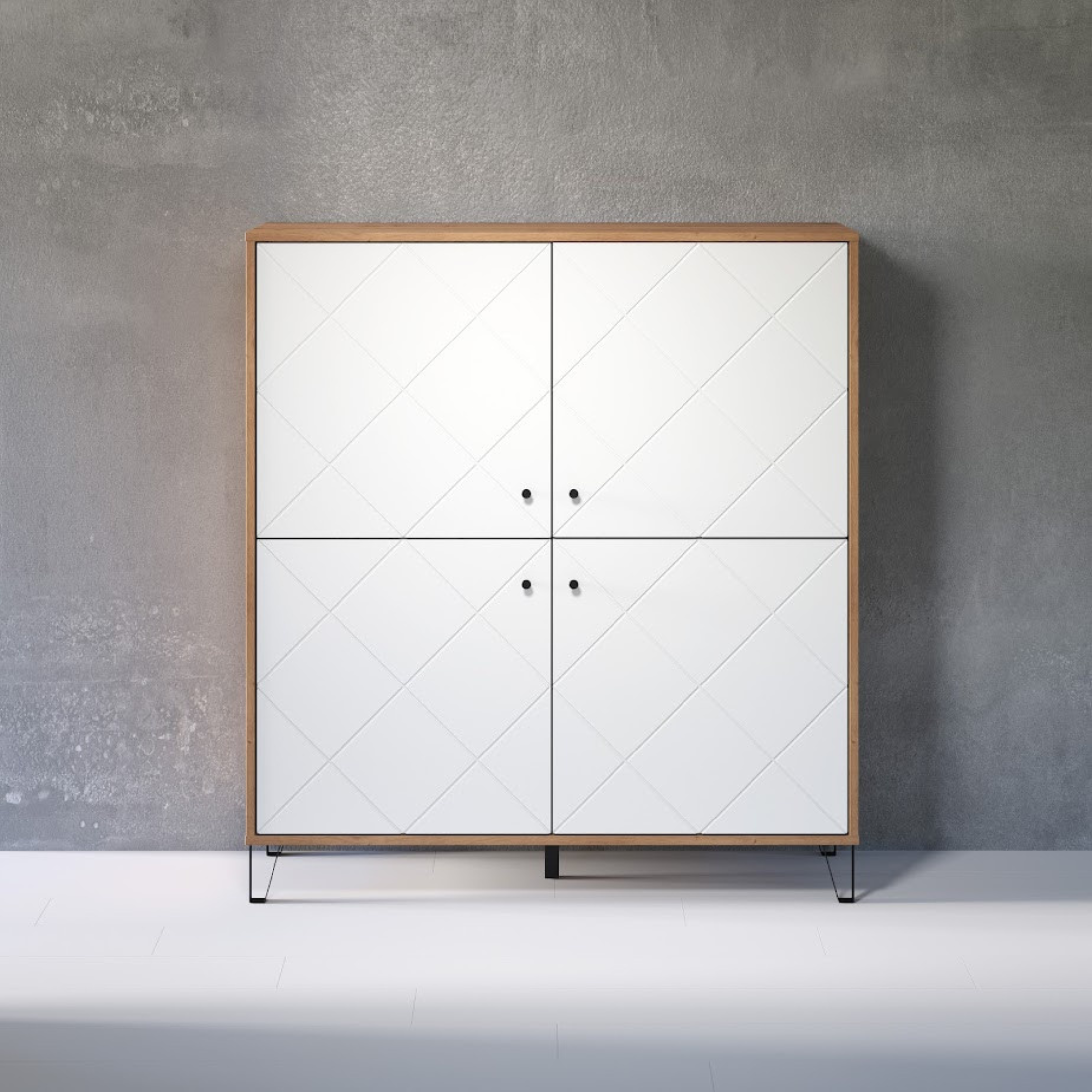 "Living Bollo" living room furniture set in artisan oak and white