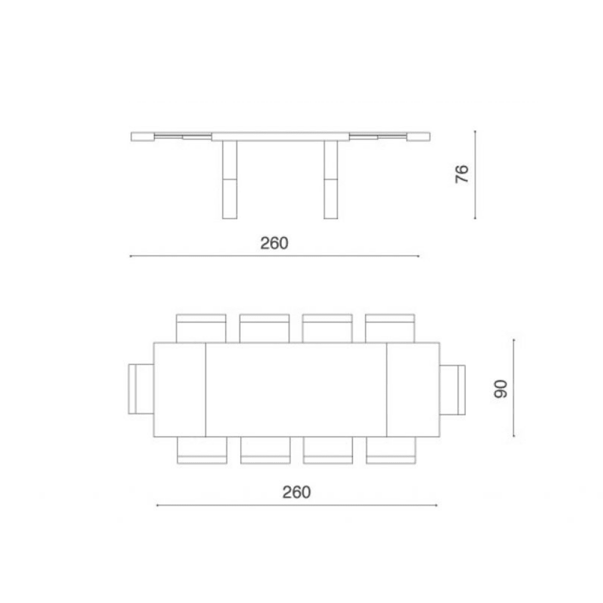 Tavolo allungabile da pranzo "Barton" con allunghe in laminato effetto legno cm 160/260x90 76h - MondoViro