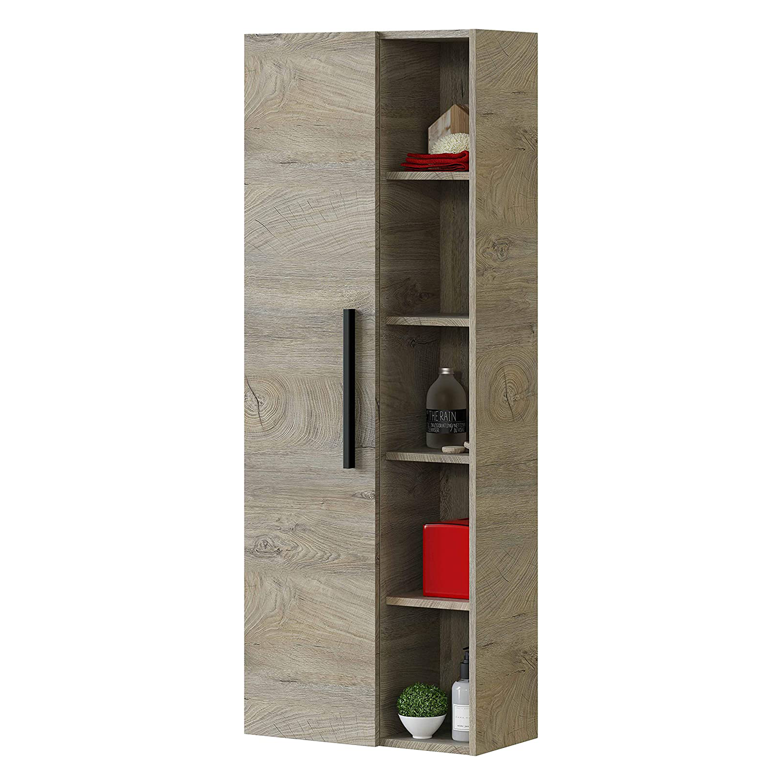 "Athena" bathroom wall unit with 2 doors and shelves in chipboard