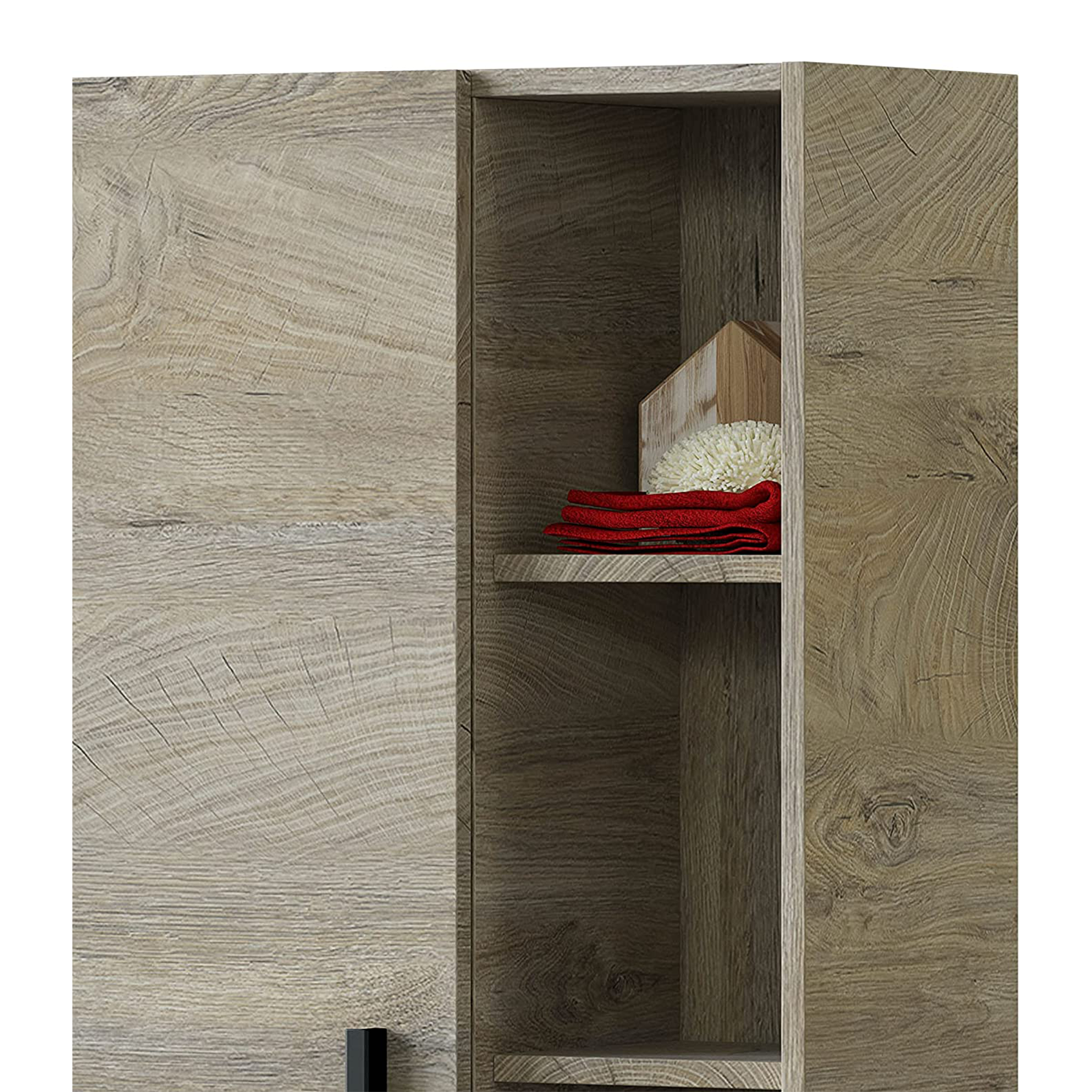 "Athena" bathroom wall unit with 2 doors and shelves in chipboard