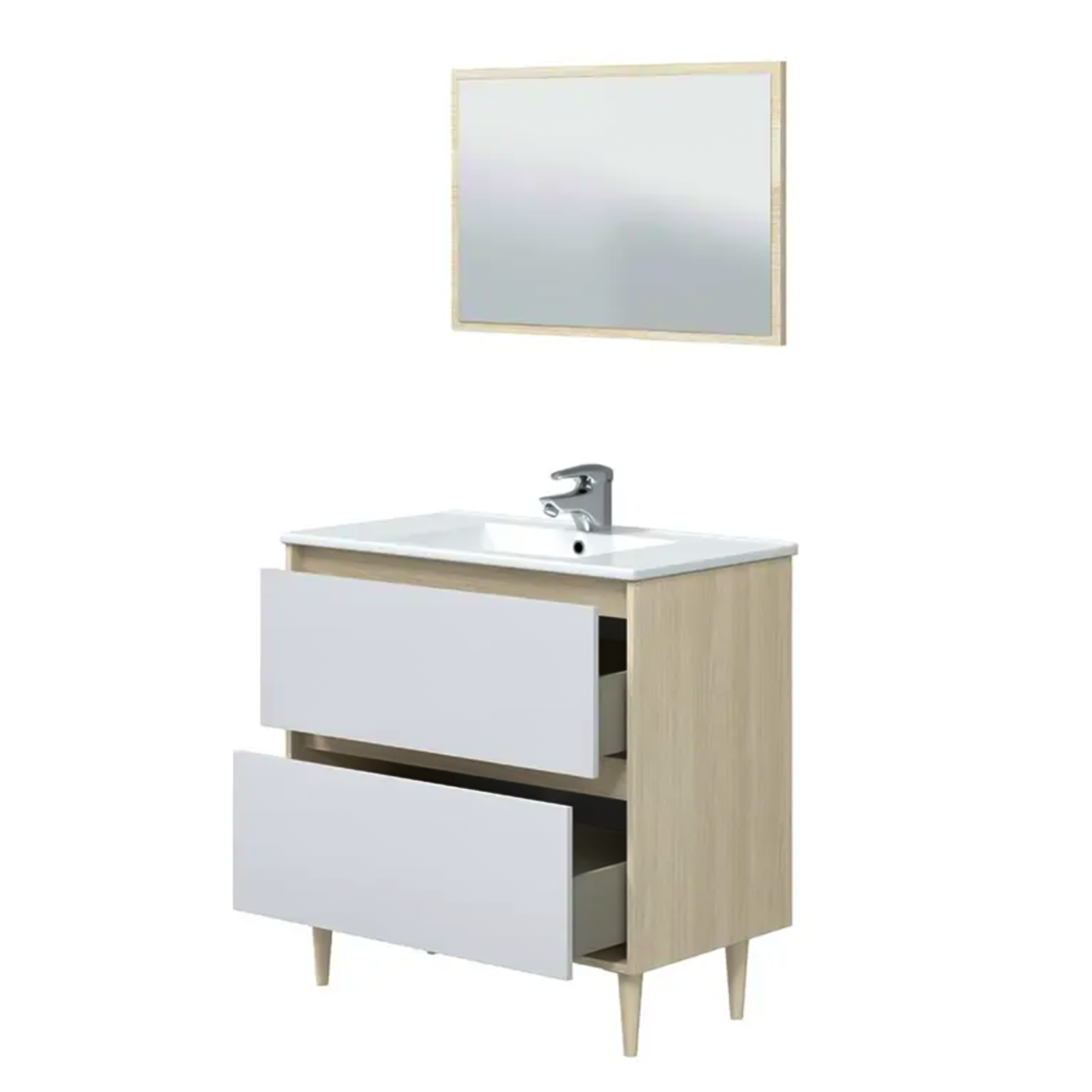 "Verona" bathroom vanity unit kit in chipboard with 80x45 cm 80h mirror 