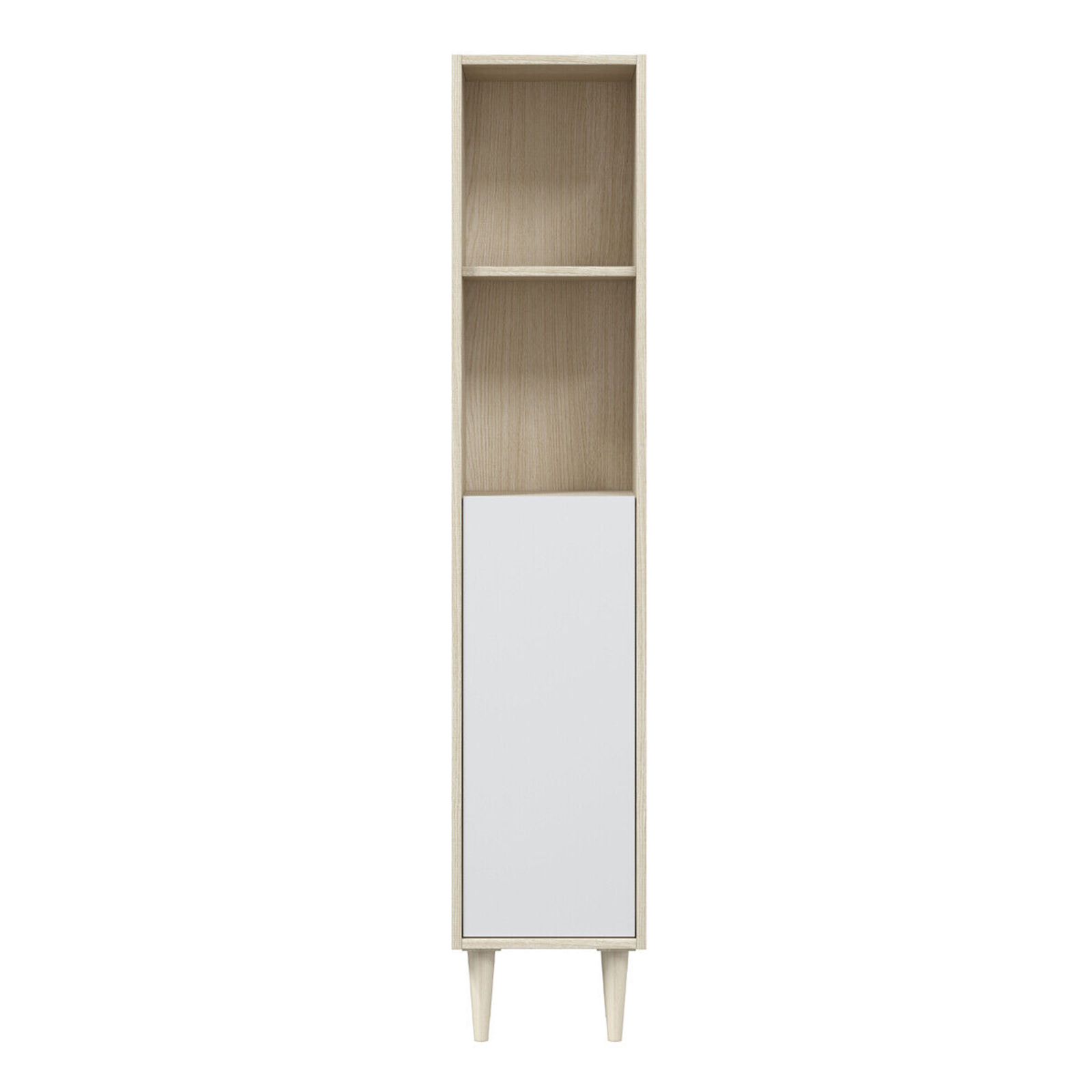 "Verona" bathroom wall unit with 1 door and 2 open shelves in white chipboard and oak
