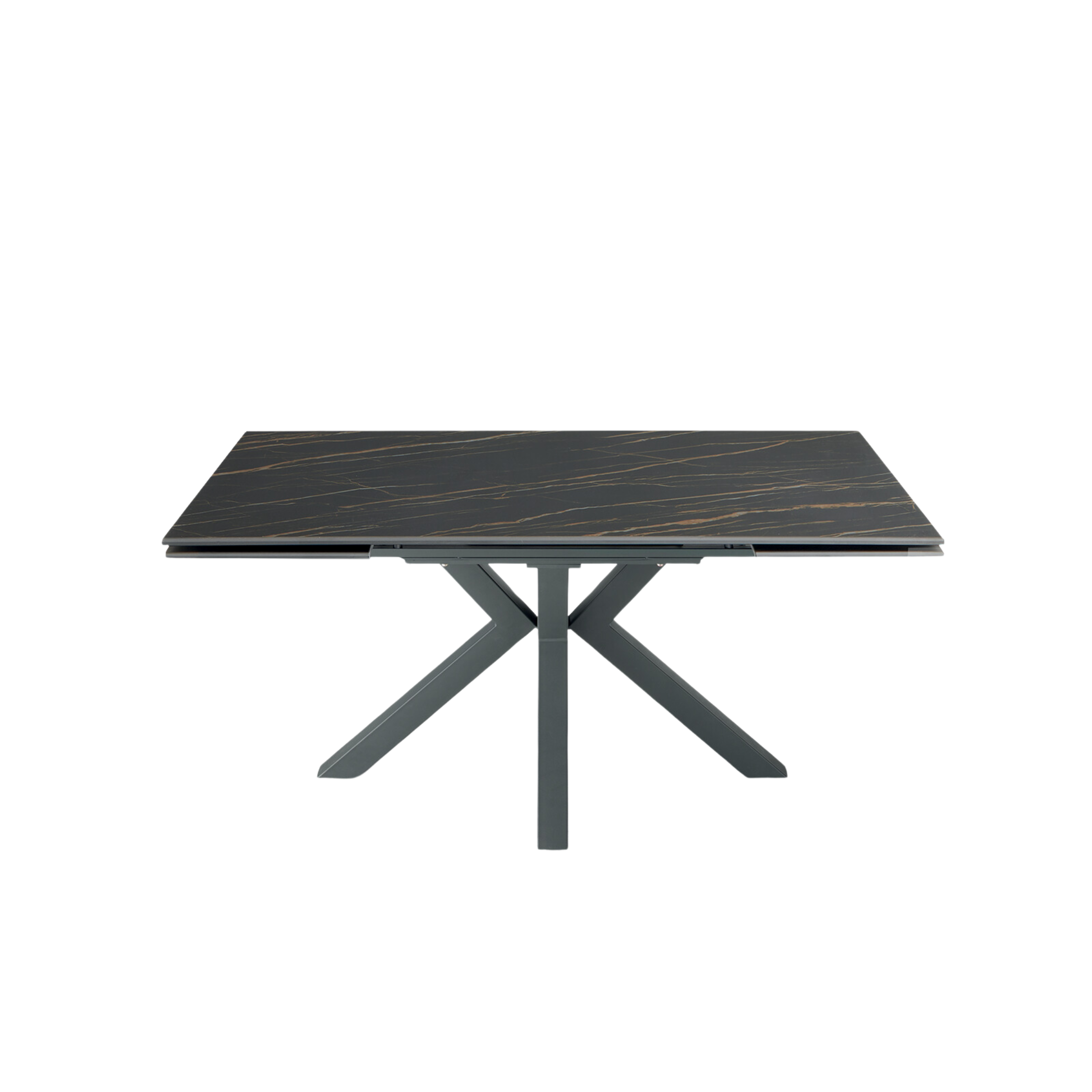 Modern extendable table "Artik" with metal base, seats up to 10 people.