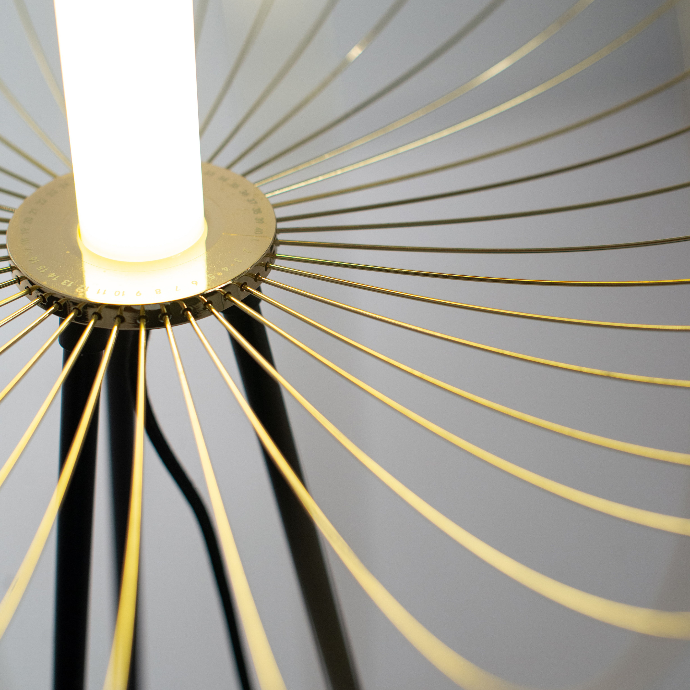 "Jaula" LED floor, table and hanging lamp with steel shade