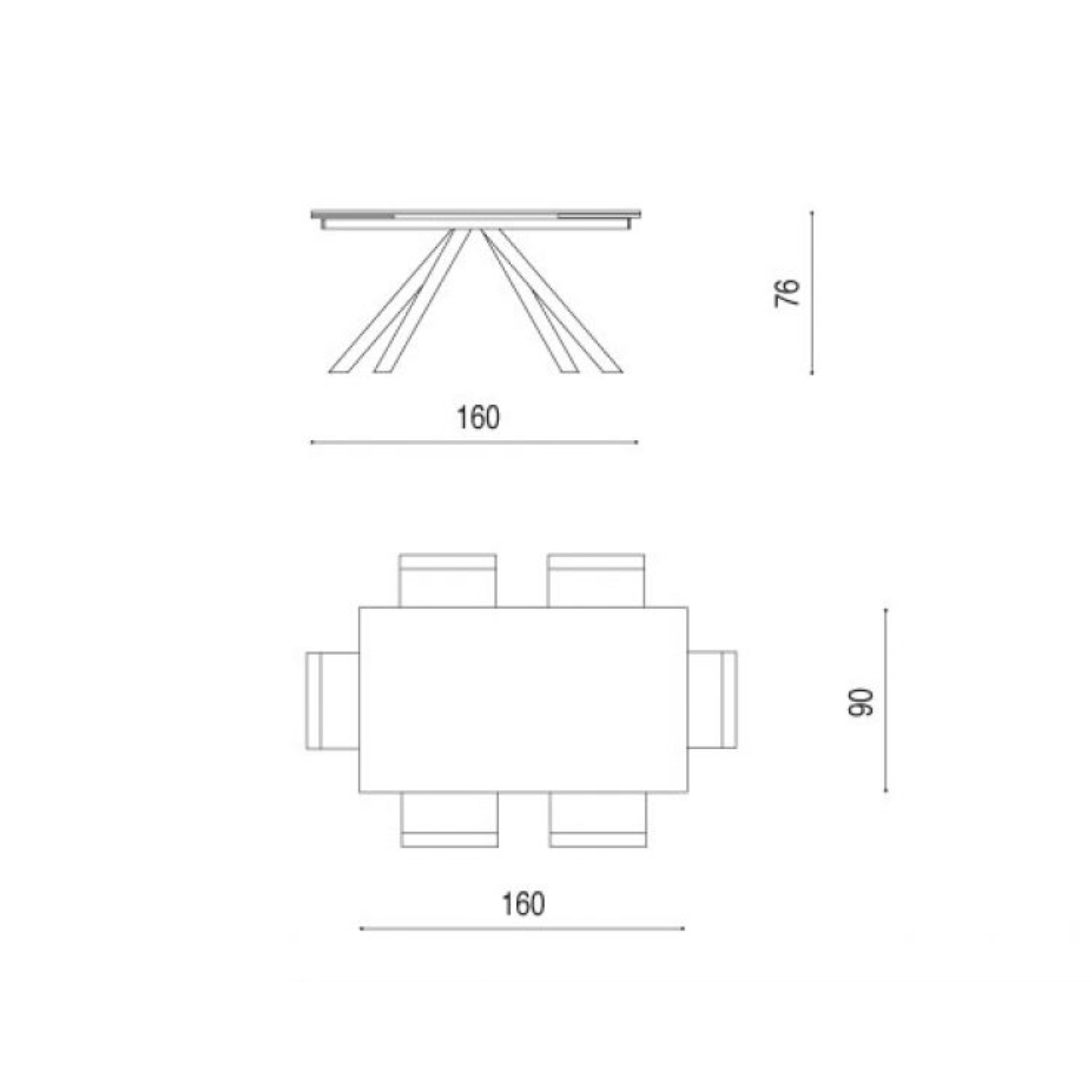 "Caio" modern extendable dining table with porcelain stoneware top