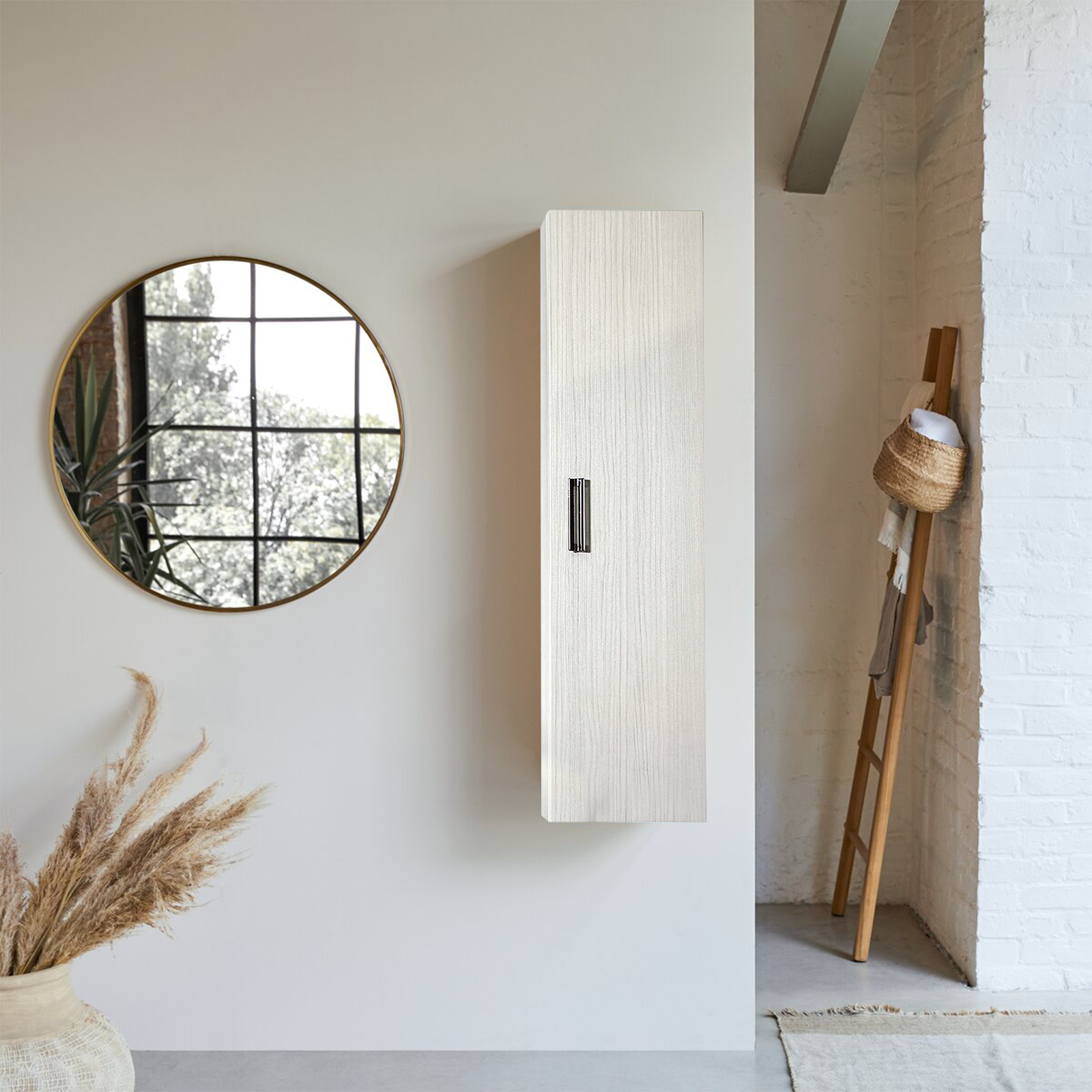 "Iris" bathroom wall unit, 1-door oak cabinet, 30x19 cm, 120 cm high