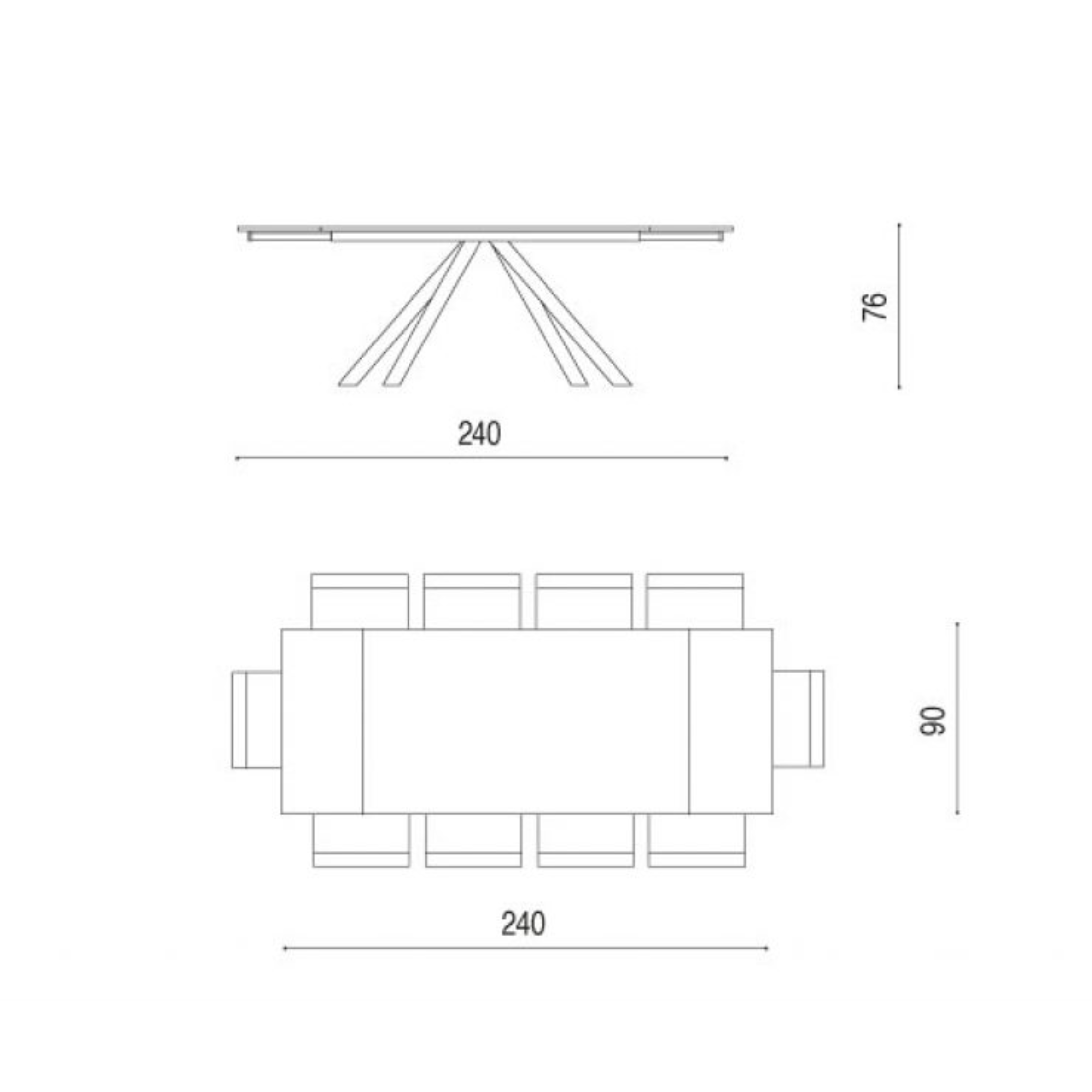 "Caio" modern extendable dining table with porcelain stoneware top