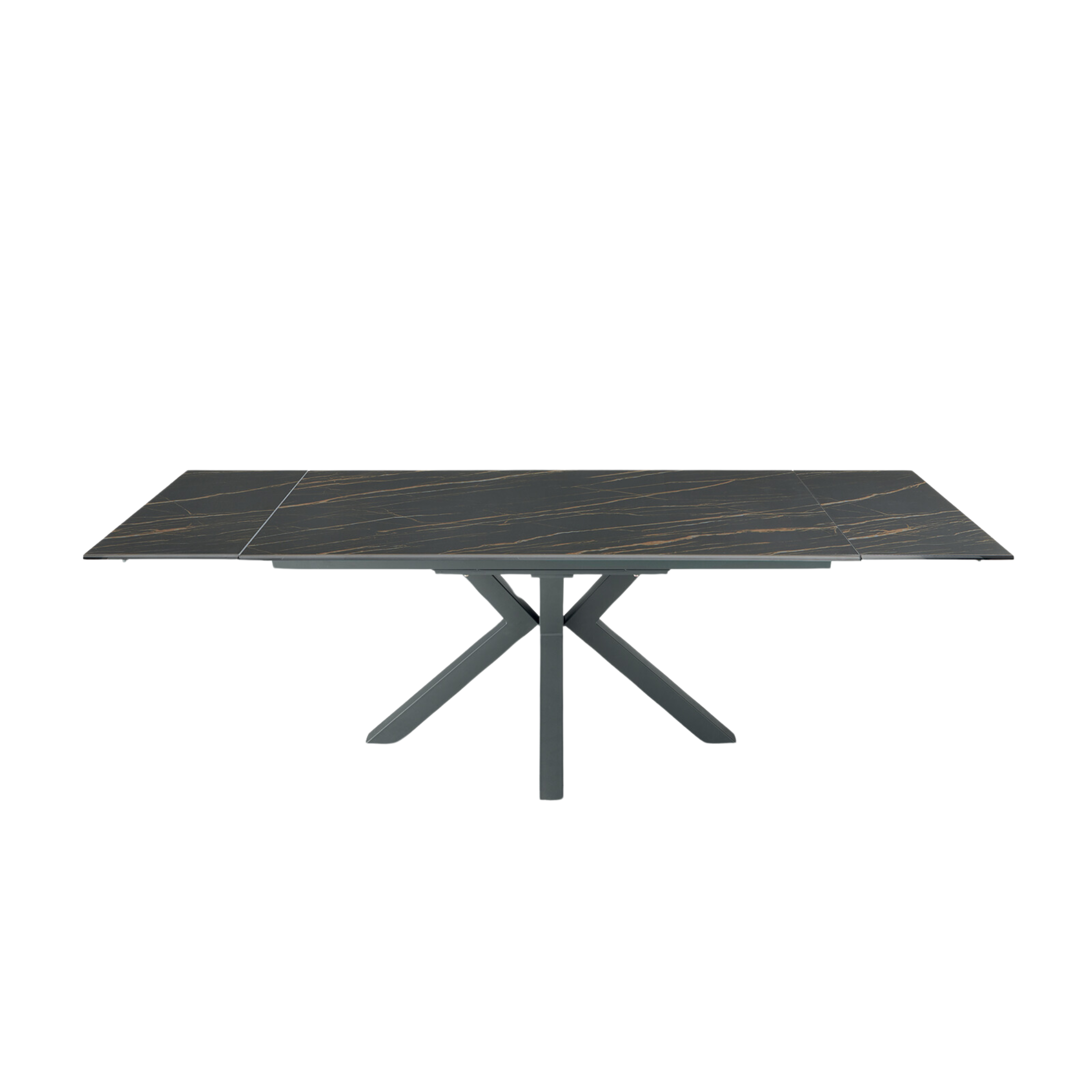 Modern extendable table "Artik" with metal base, seats up to 10 people.