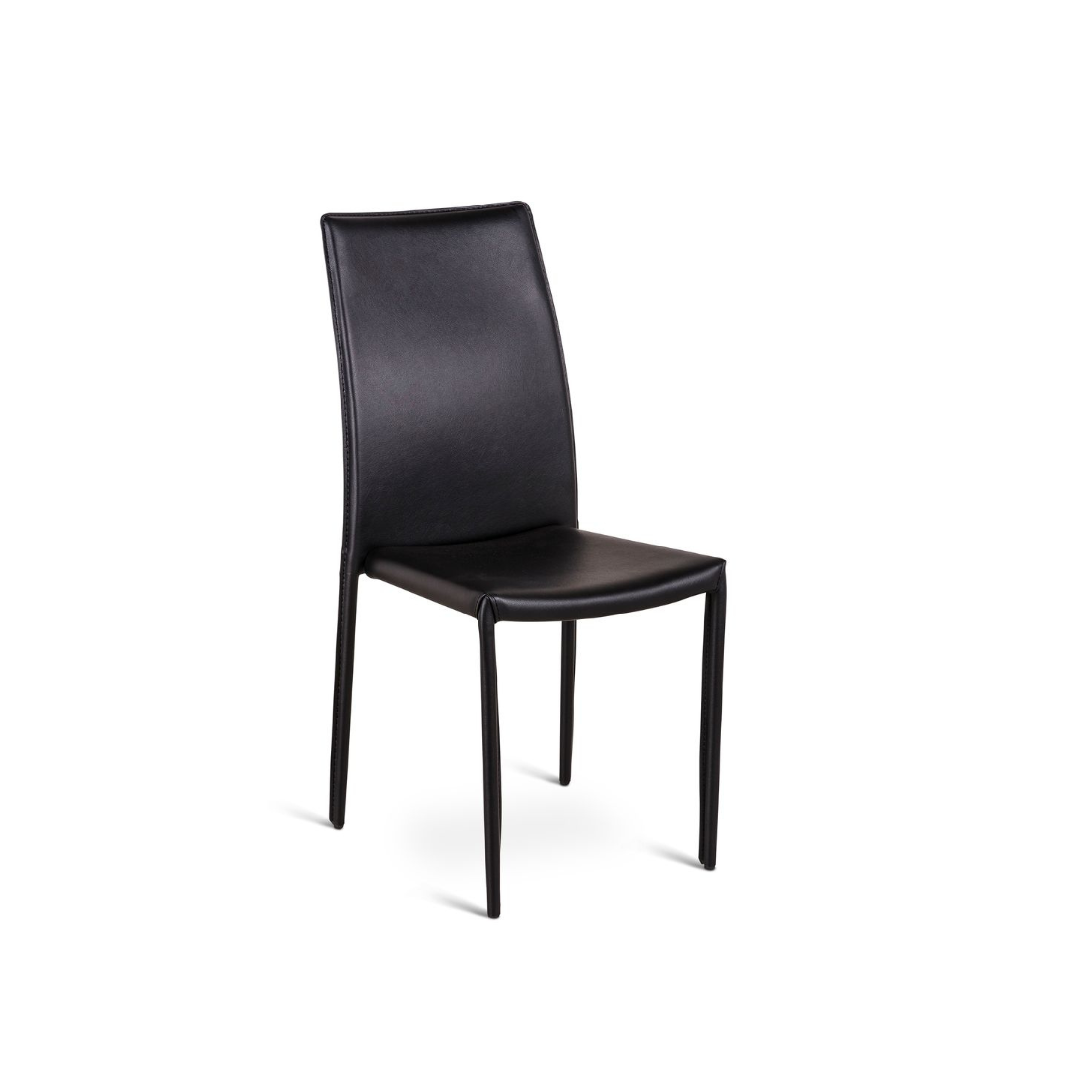 Set of vintage stackable "Fiordaliso" faux leather dining chairs, 41x42 cm, 95 cm high.