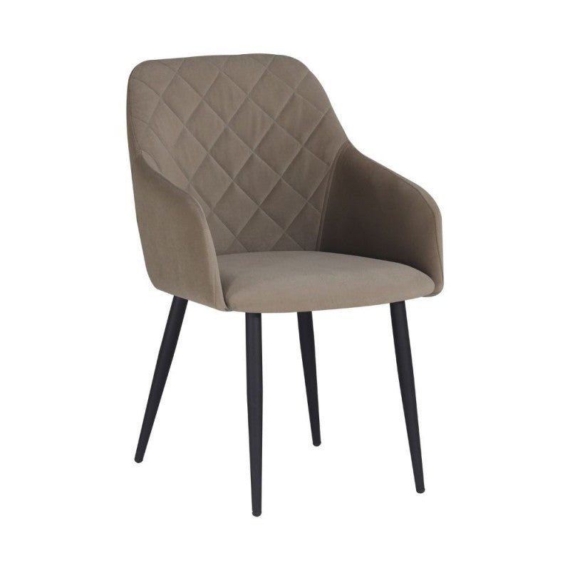 Set of "Rarra" dining chairs upholstered in fabric with black metal legs, 59x60 cm, 85h