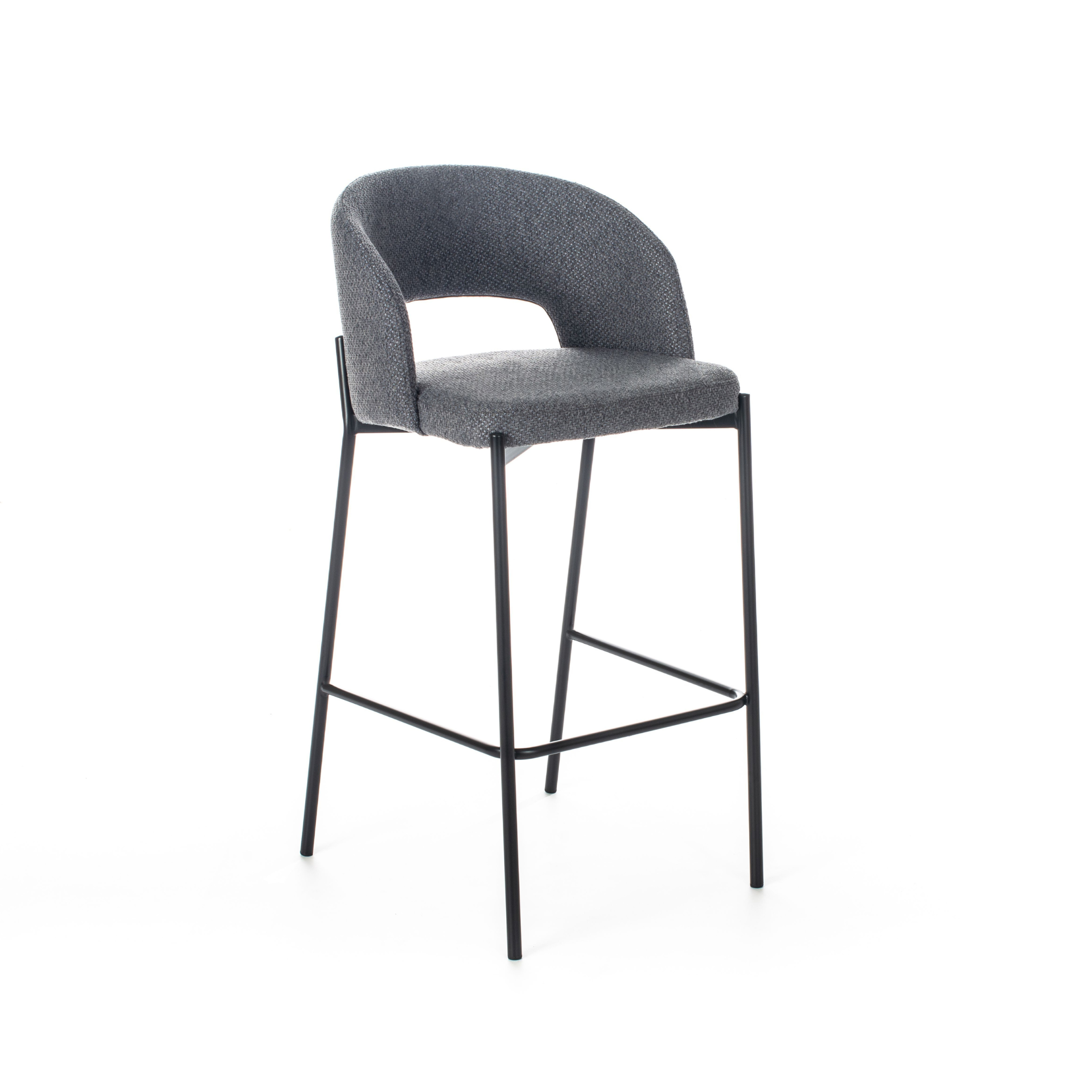 Set of "Alan" high stools in padded fabric with footrest cm 52x50 98h