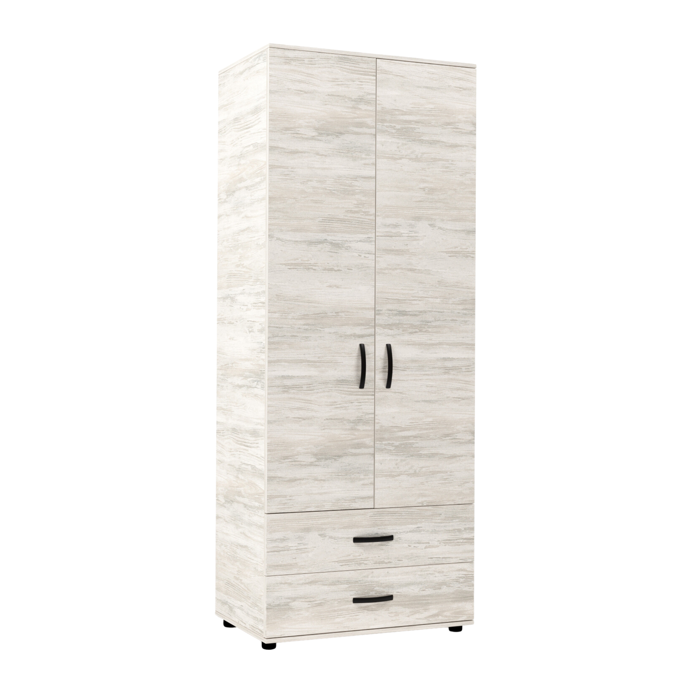 "Clay" wooden wardrobe with 2 doors and 2 drawers, 80x52 cm, 205 cm high