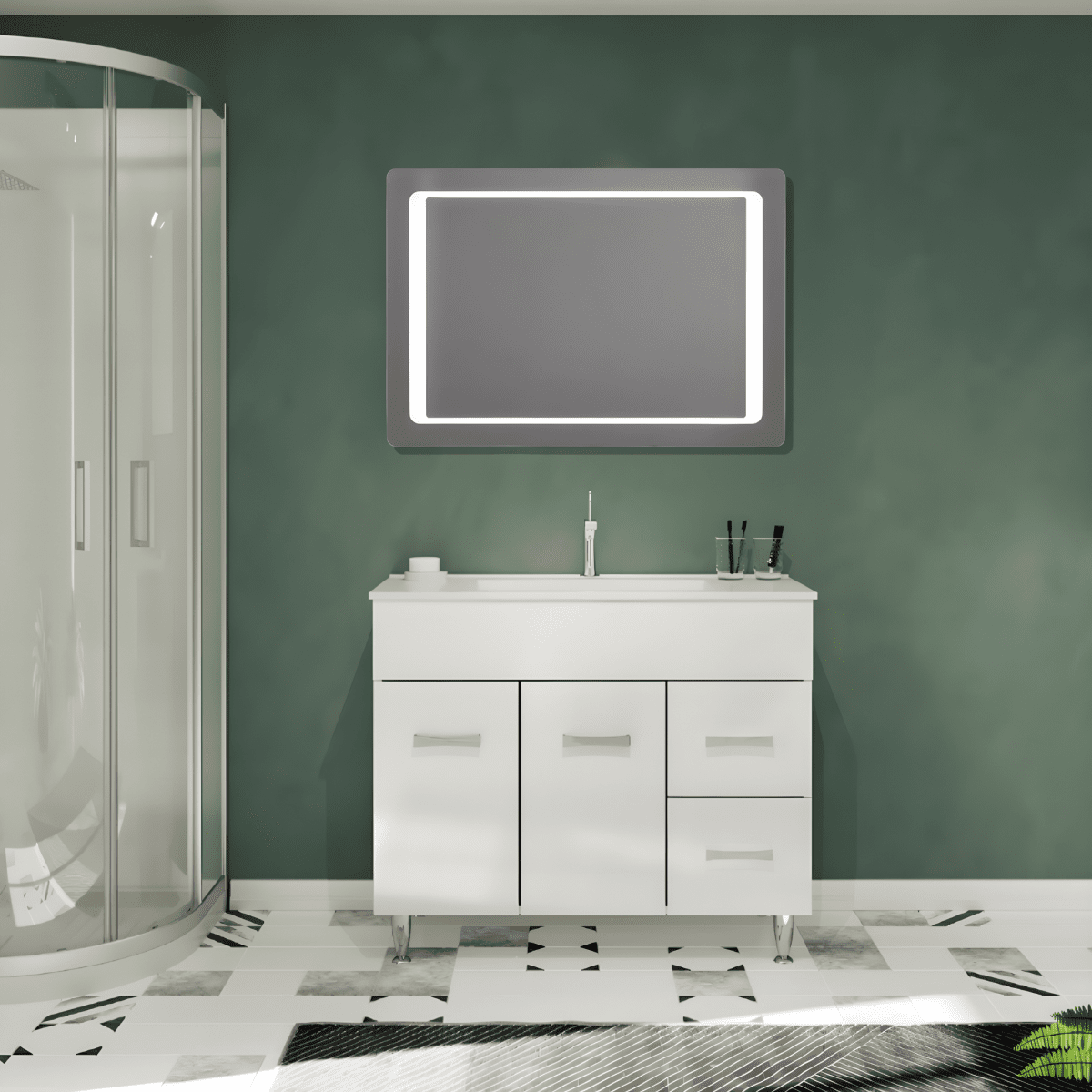 Specchio con cornice a led "Portland" rettangolare reversibile - MondoViro