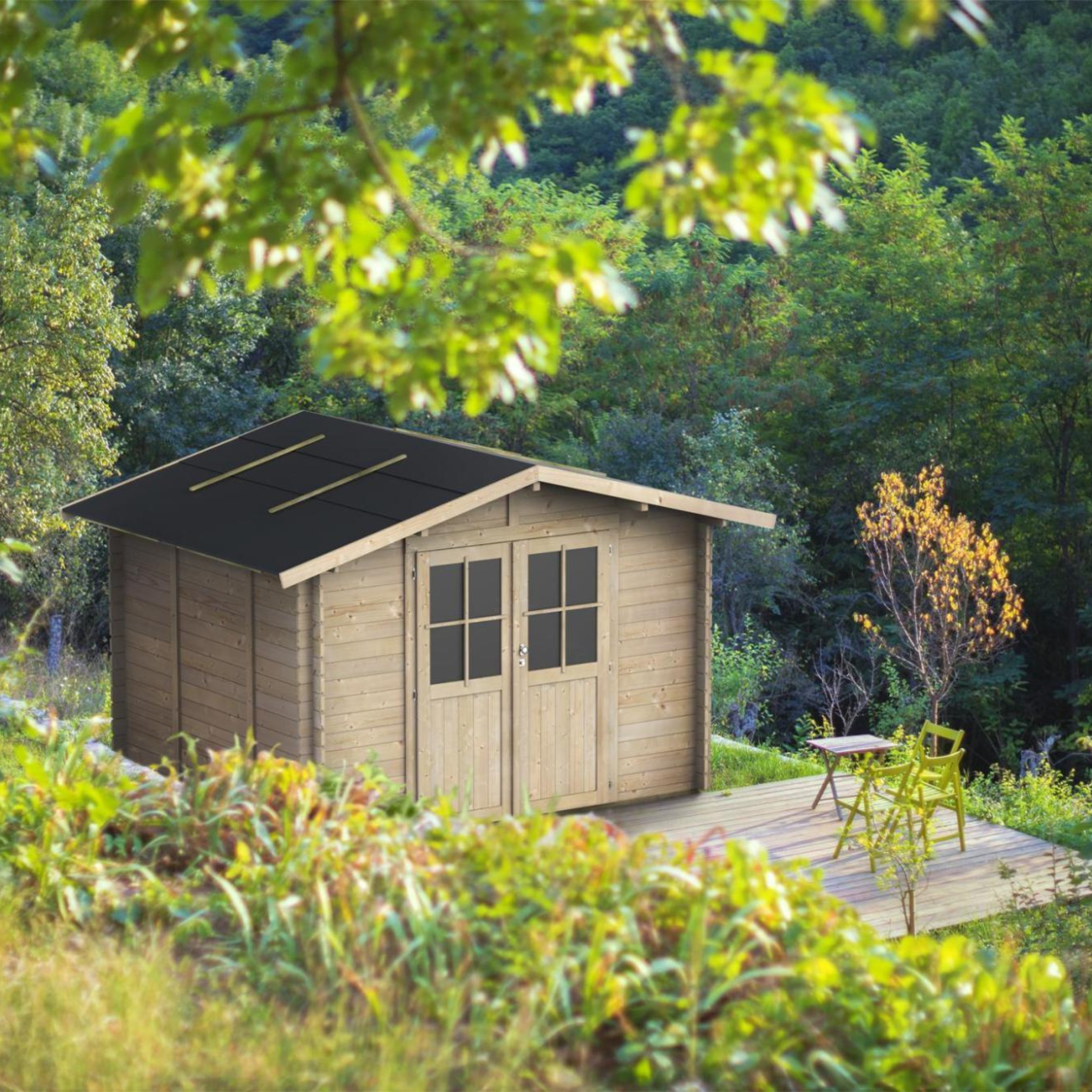 "Opera" wooden garden house, 300x250 cm, 219 cm high, double door with windows