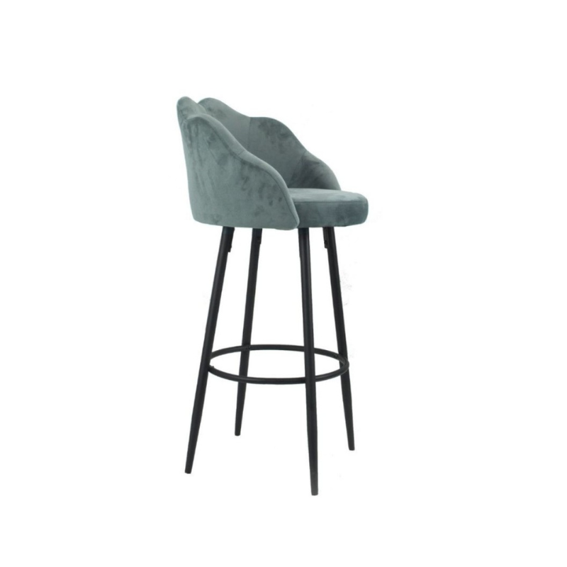 Set of "Orel" high stools padded in velvet for kitchen, 54x55 cm, 100 cm high.