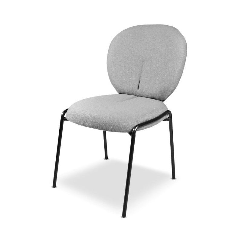Set of "Sirio" dining chairs upholstered in Teddy fabric with black metal legs, 53x39 cm, 94h