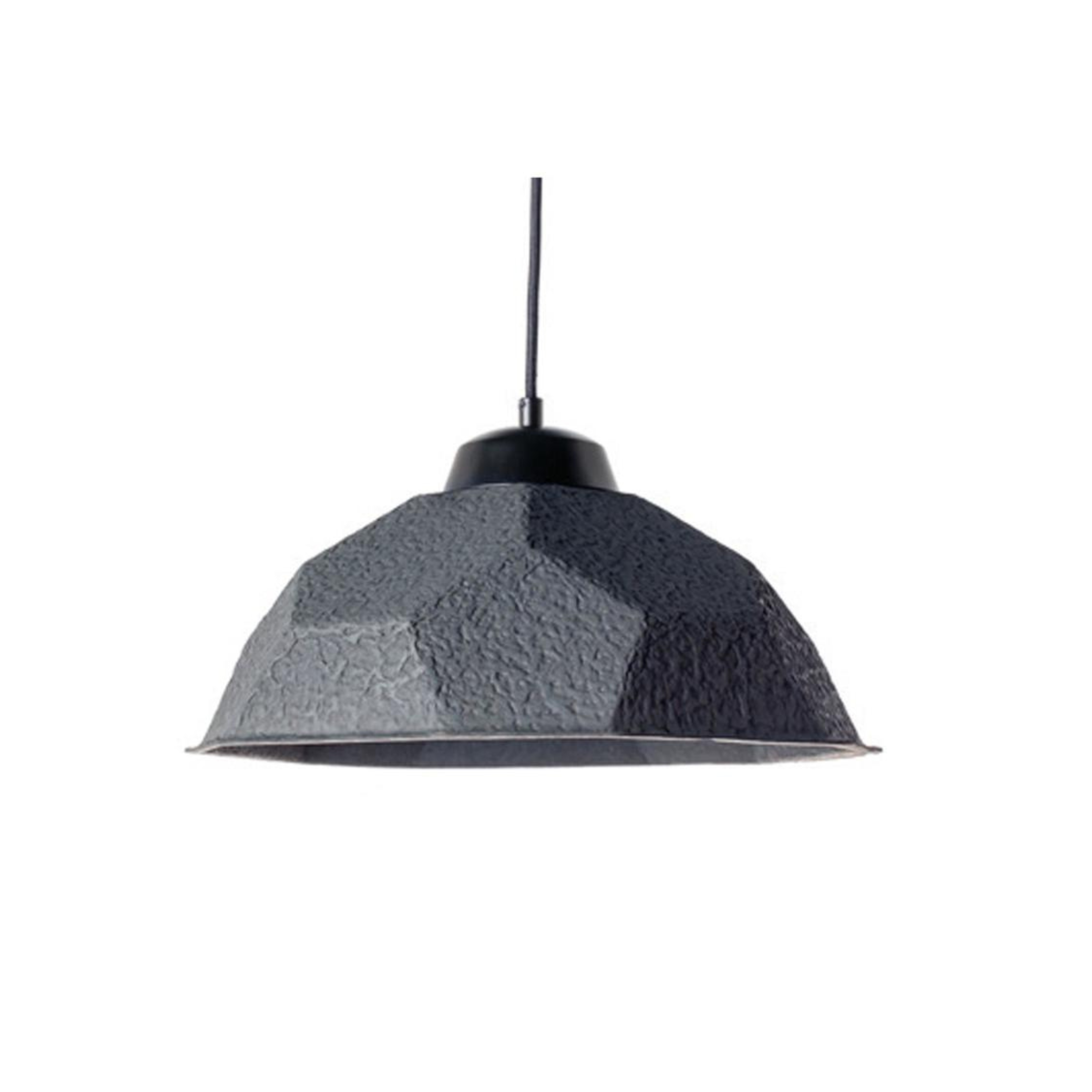 "Kande" metal lamp with recycled cardboard lampshade, floor, table and hanging.