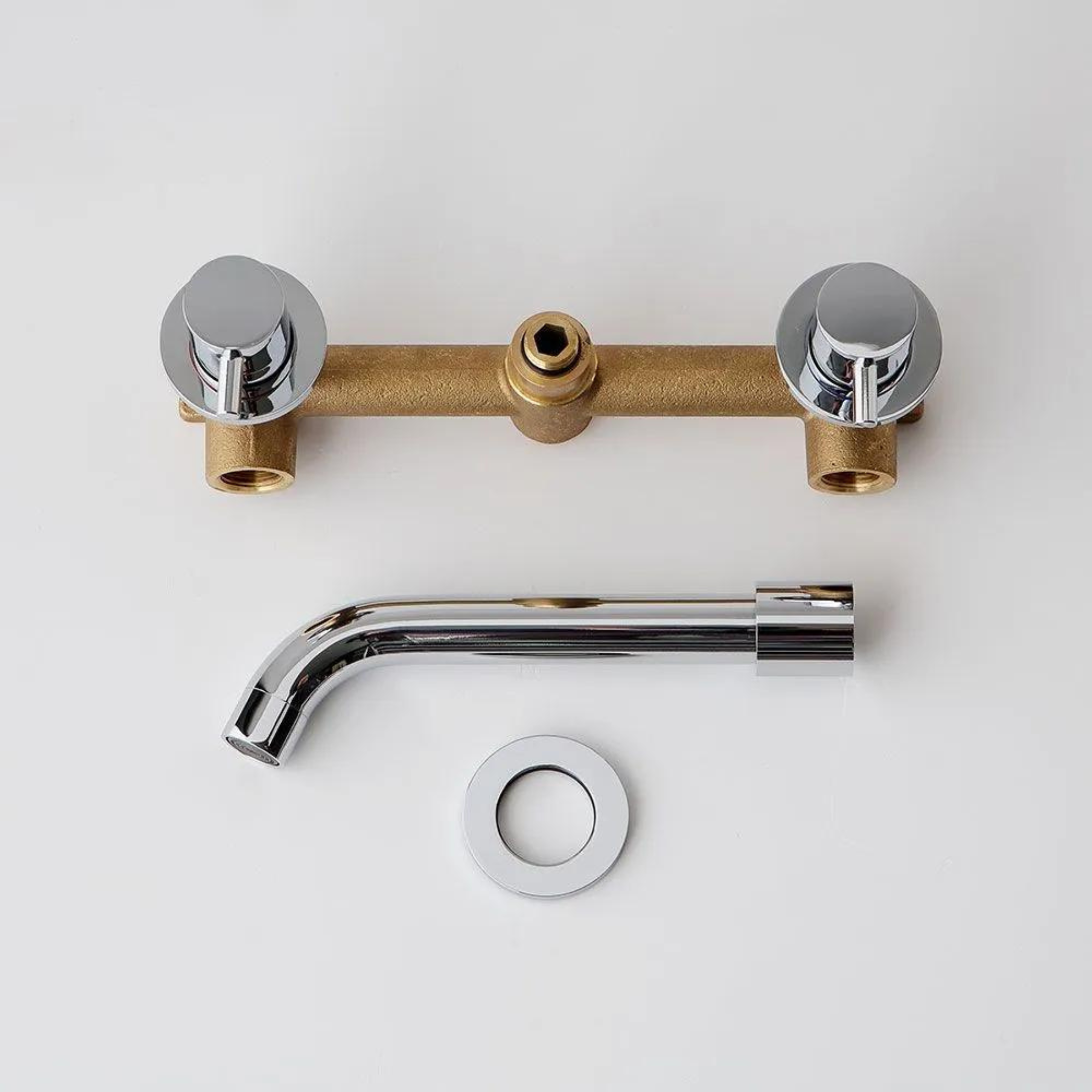 "Ismara" wall-mounted chrome-plated brass basin mixer tap