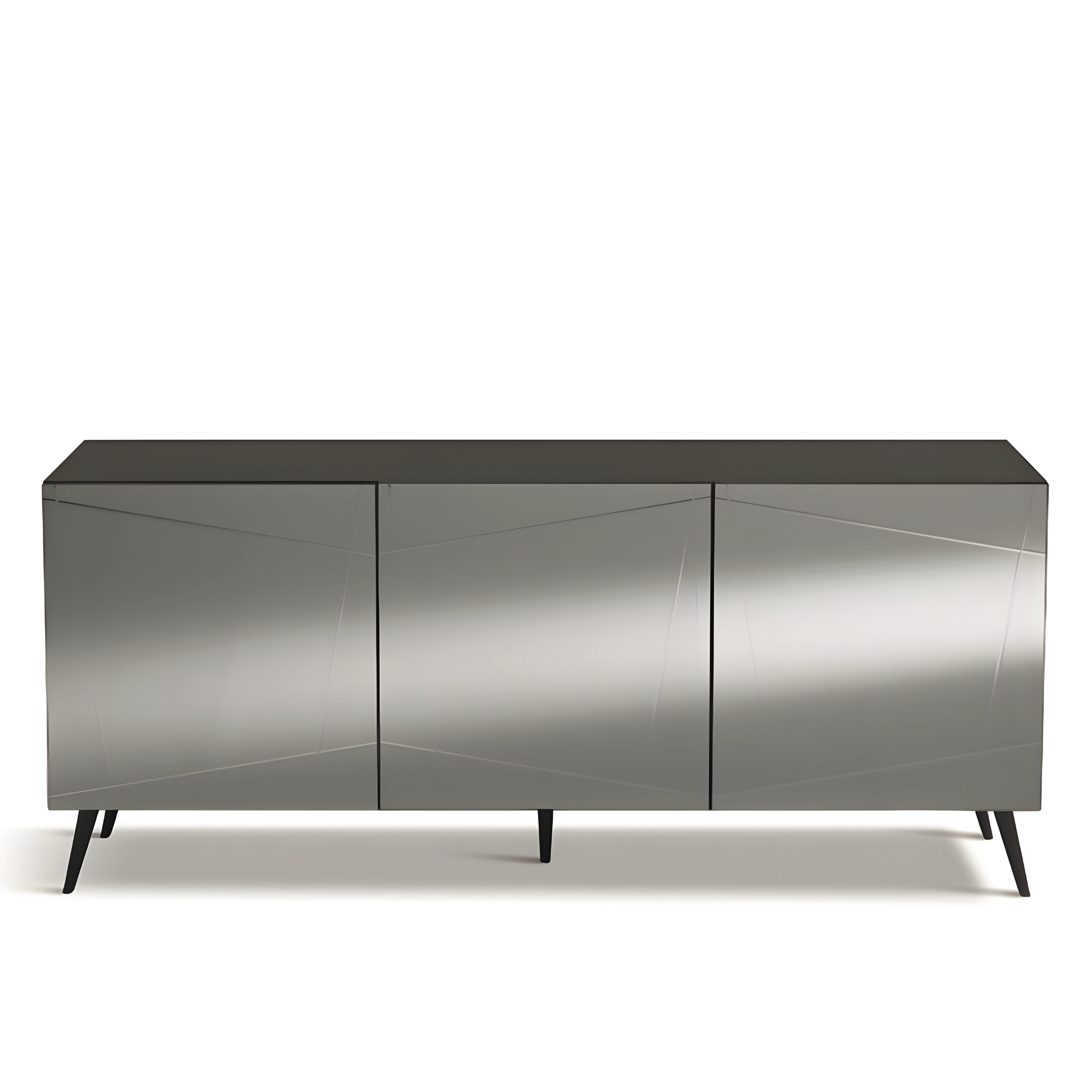 Modern, pre-assembled wooden sideboard "Conty" with 3 mirrored doors, 180x50 cm, h80 cm