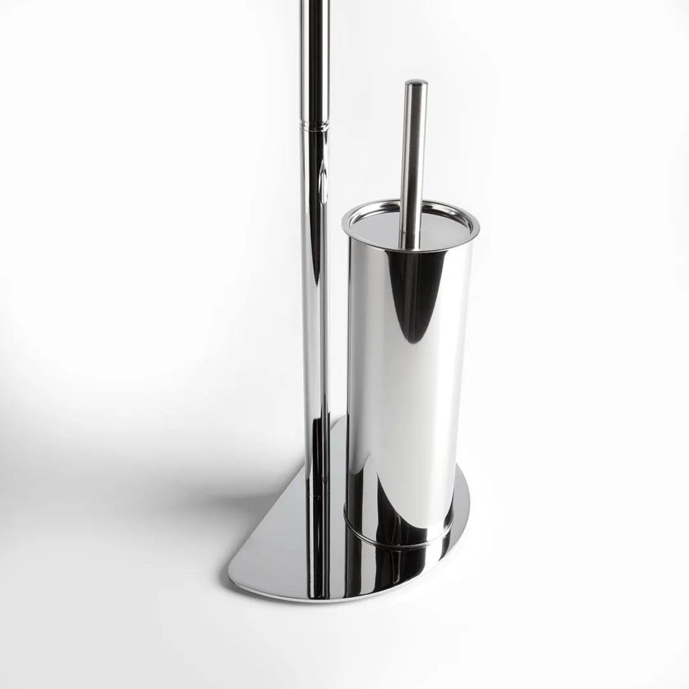"Sophie" metal toilet roll holder and toilet brush stand with a half-moon base