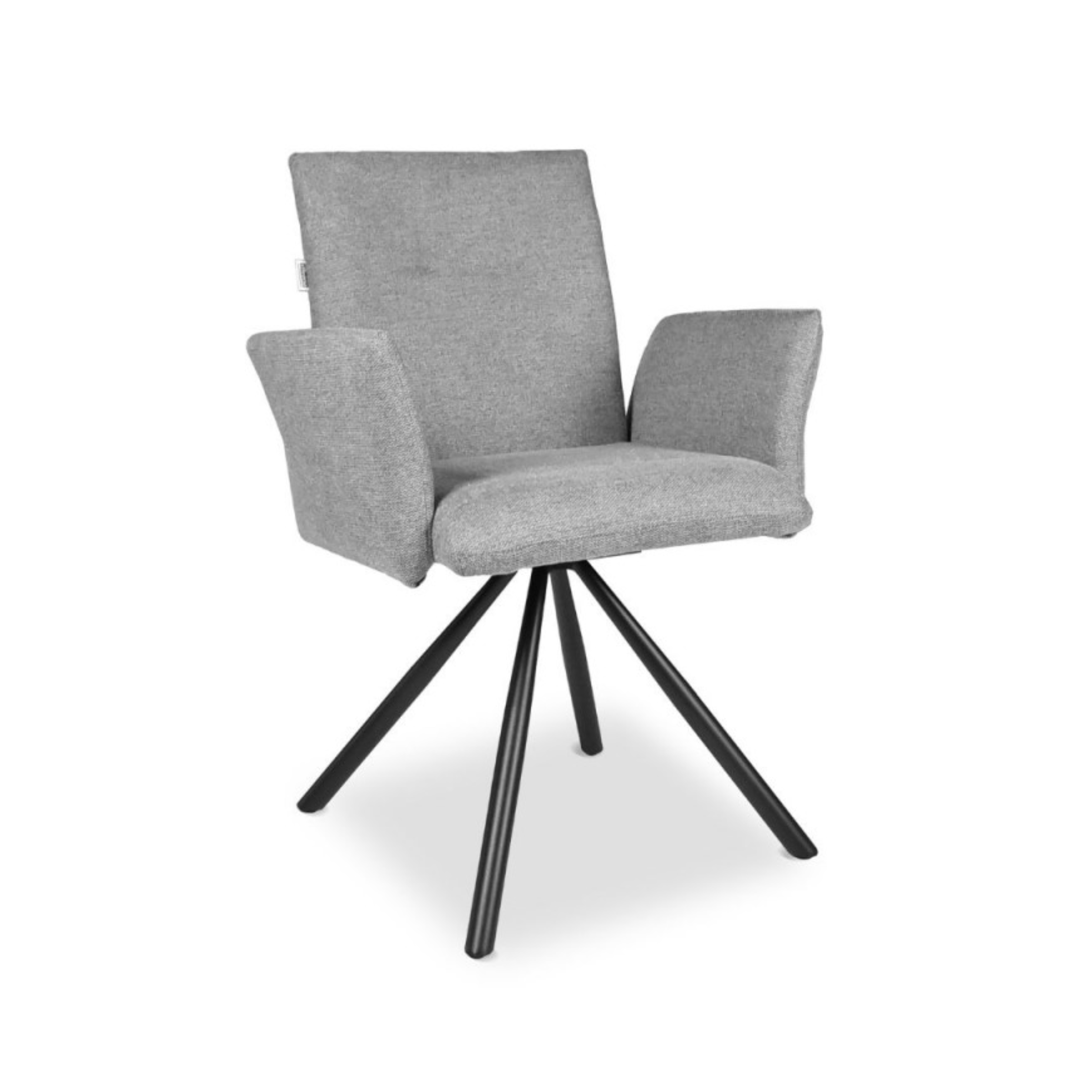 Set of "Mosaic" swivel dining chairs upholstered in fabric with black metal legs cm 66x63 88h