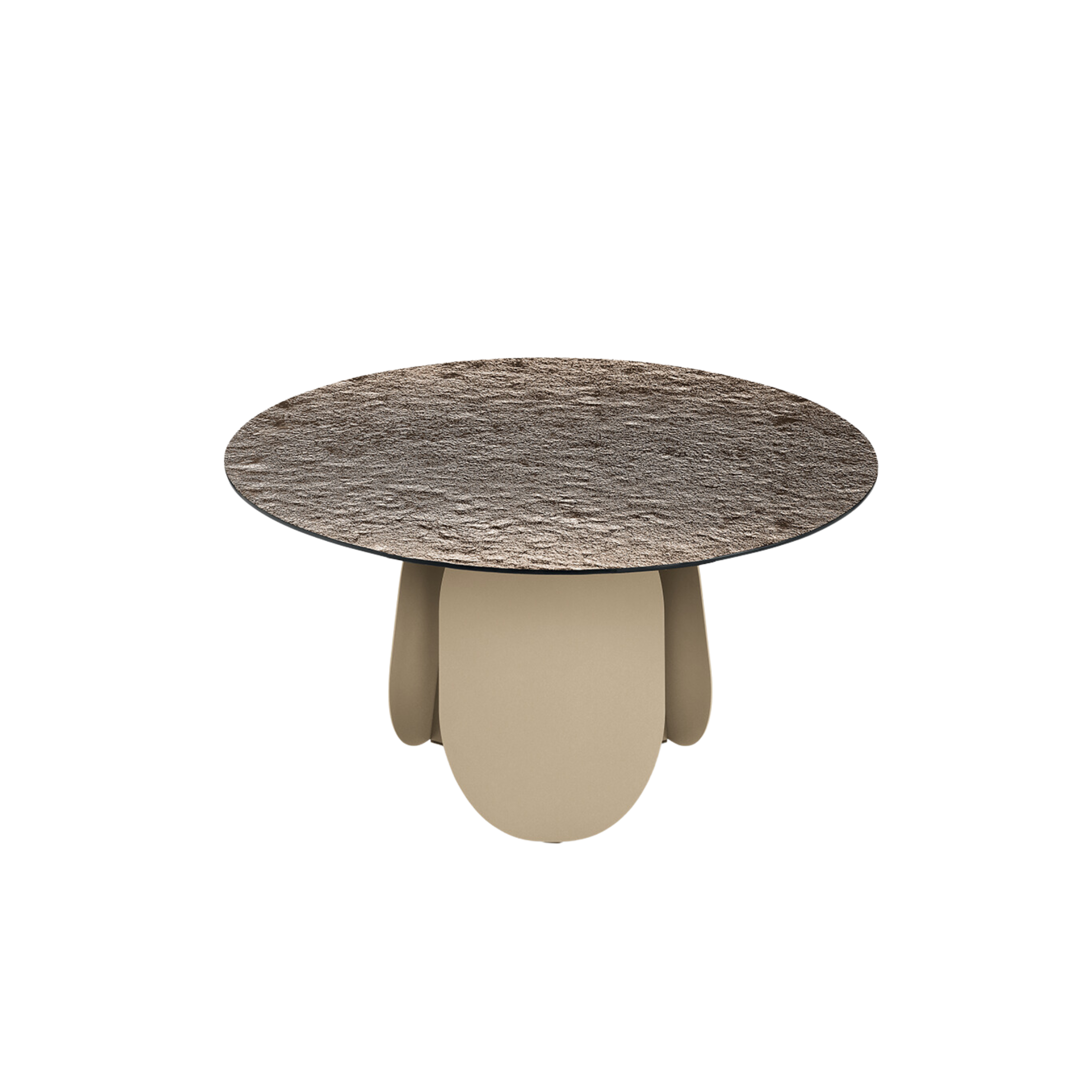 "Monroe" modern fixed round dining table with hammered glass top