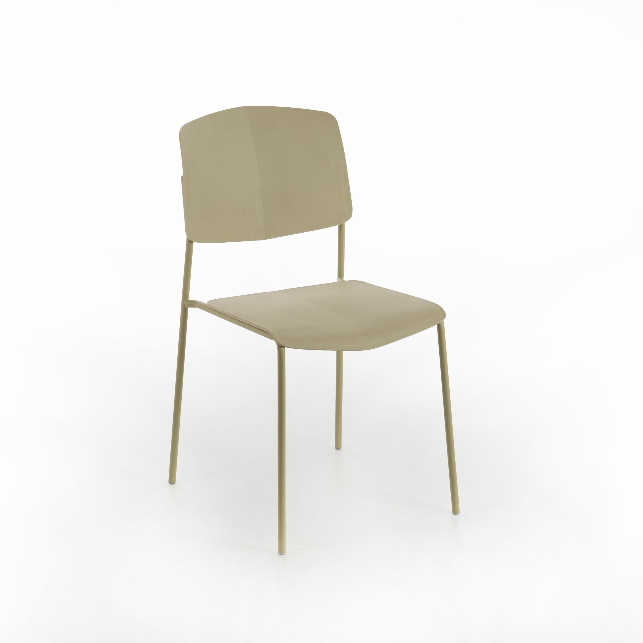 Set of modern stackable "Giada" polypropylene chairs with painted metal legs