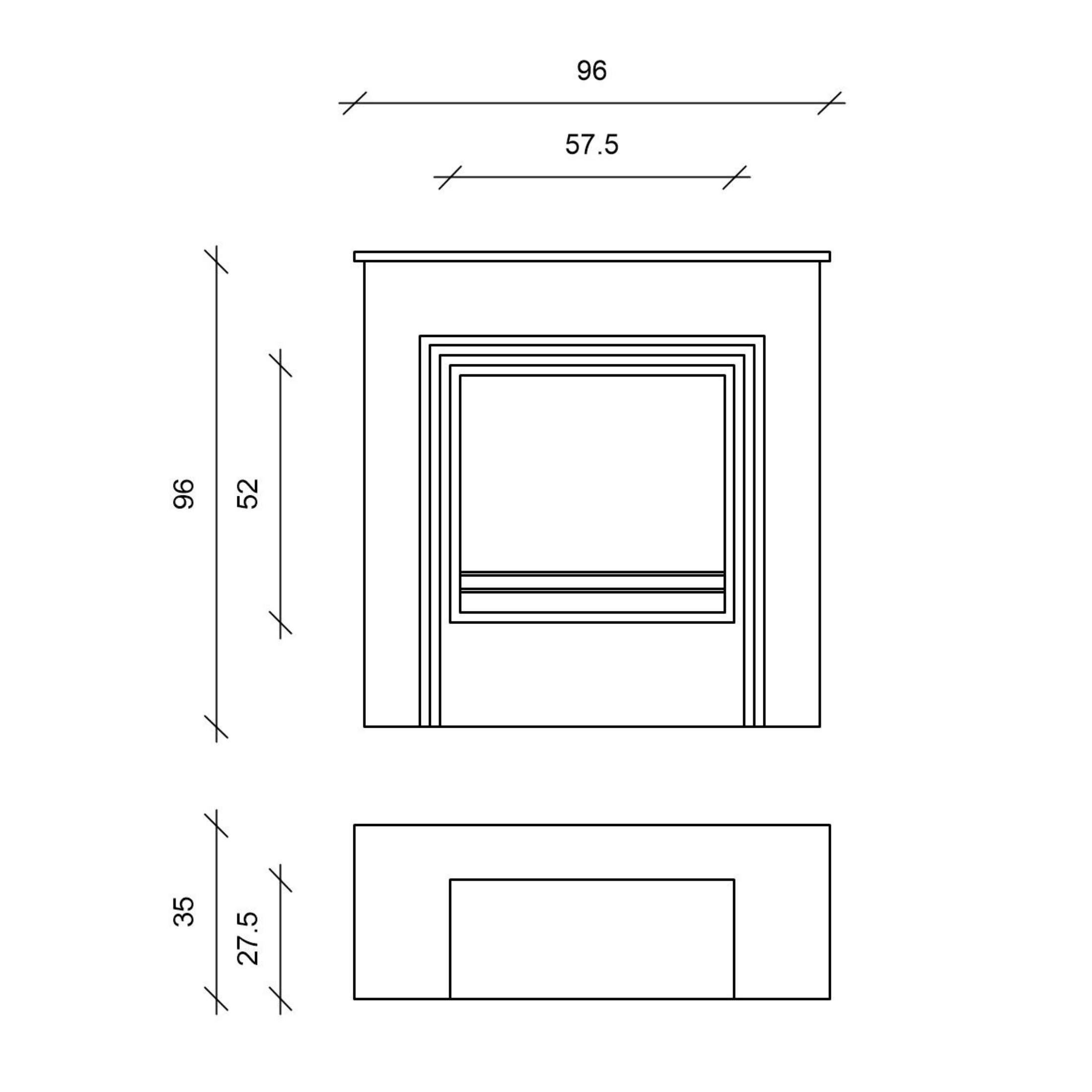 "Lily" floor-standing bioethanol fireplace in painted metal, 96x35 cm, 96h