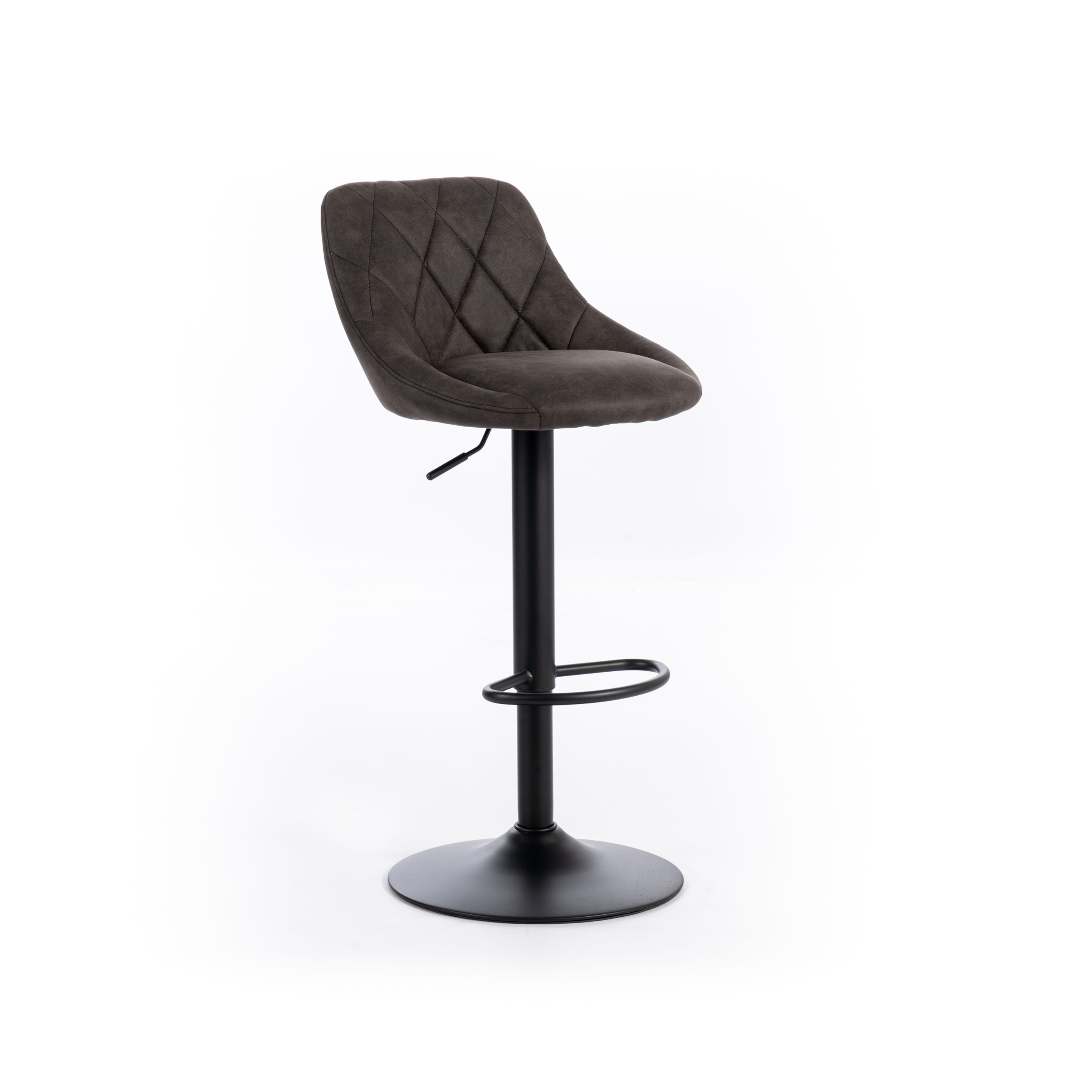 Set of modern high stools "Tema" in padded fabric with footrest cm 50x45 84h