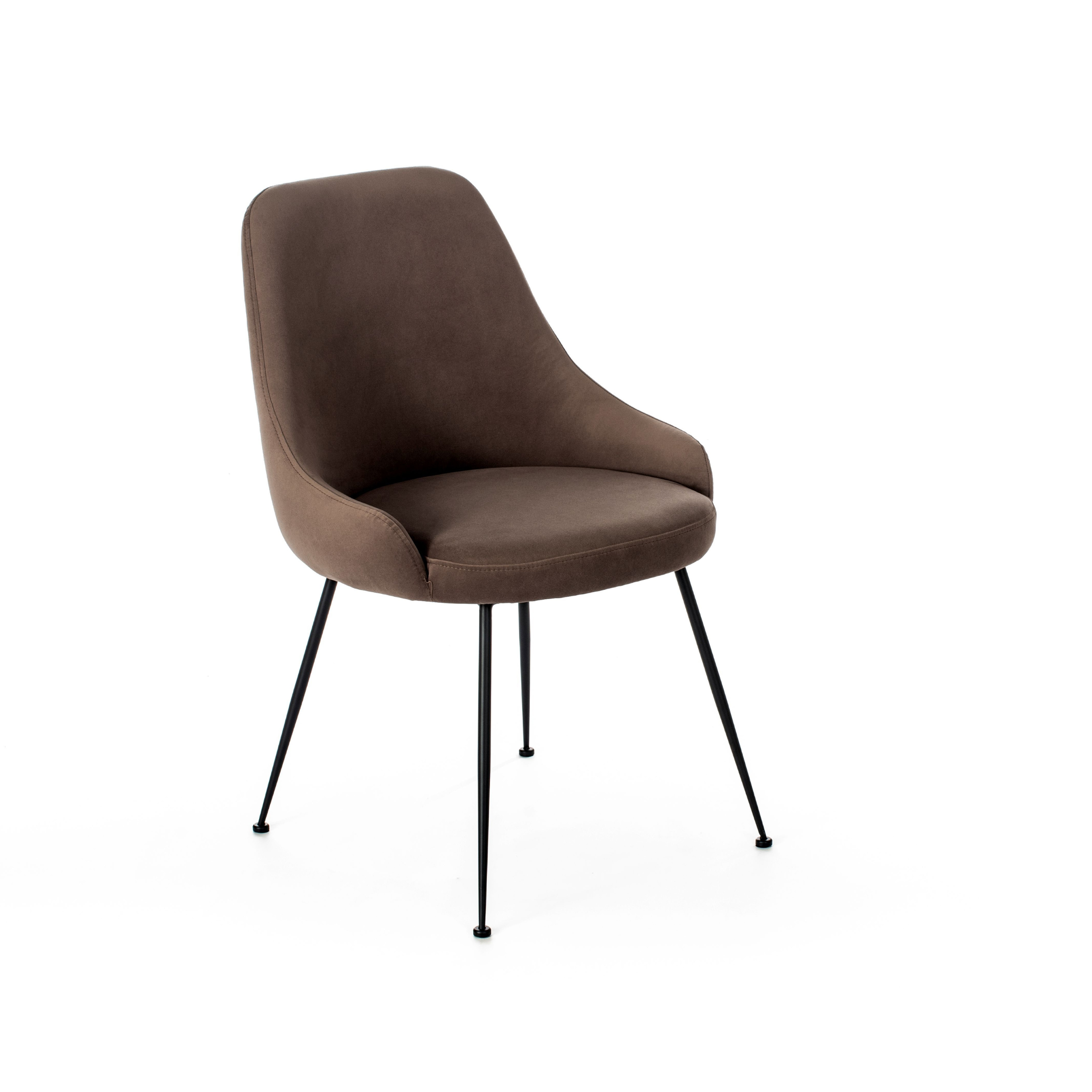 Modern padded chair "Alyssa" velvet effect cm 49.5x48.5 80h