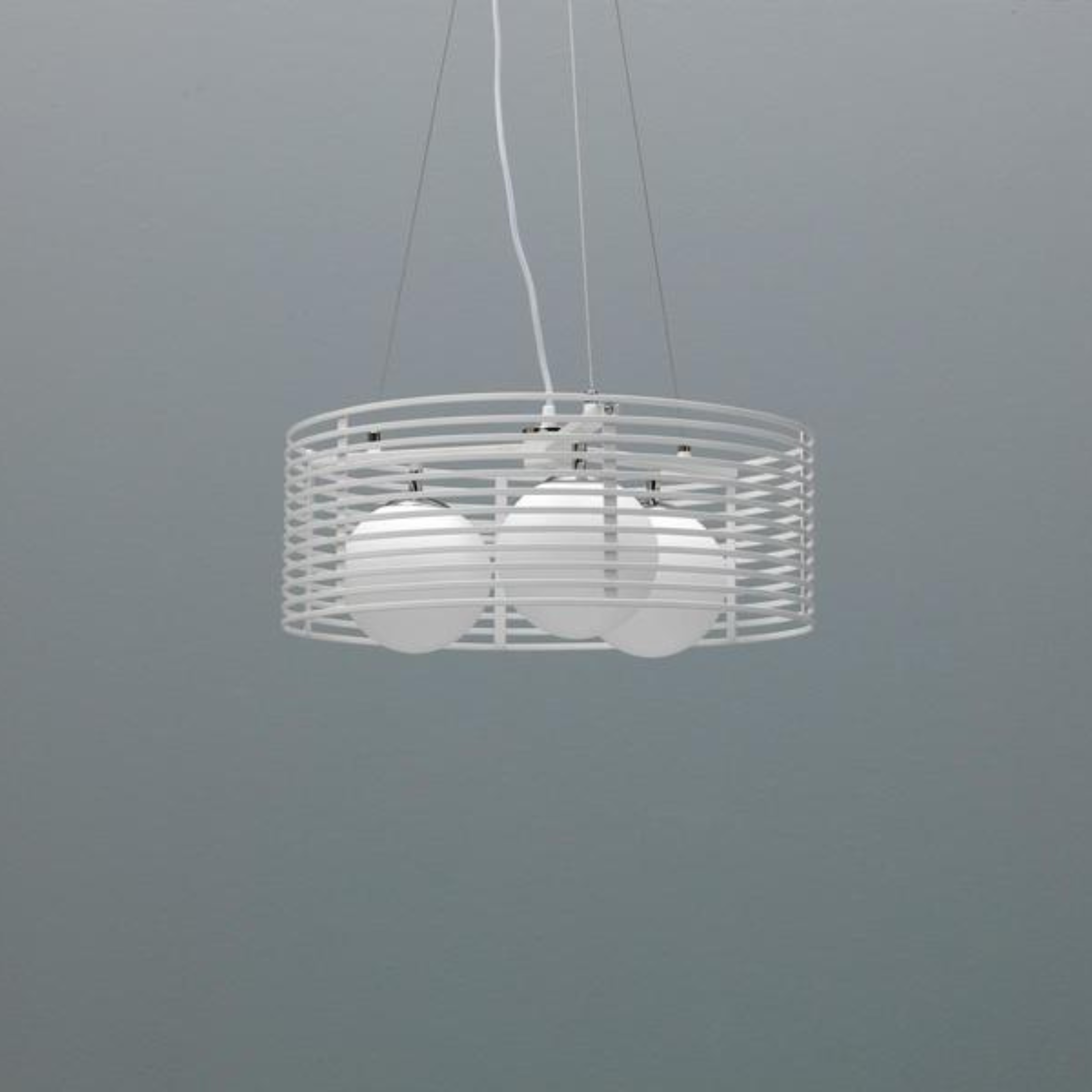 "Cage" metal pendant lamp with 3 bulbs and adjustable cable
