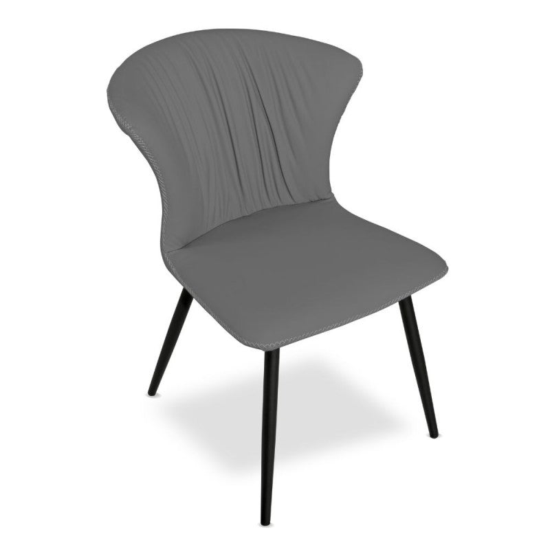 Set of "Core" dining chairs upholstered in eco-leather with black metal legs cm 56x61 84h