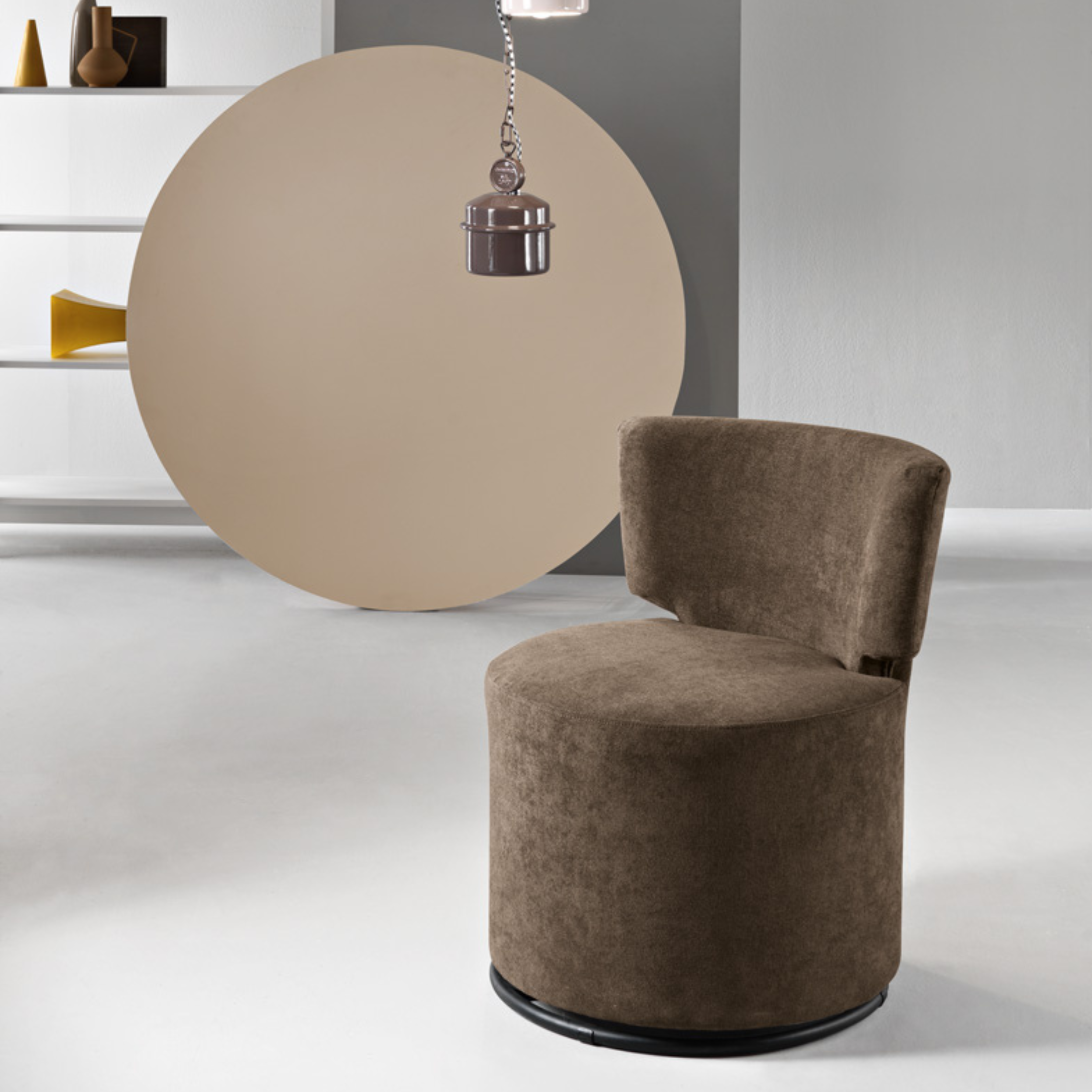 Elegant modern "Melva" armchair in fabric, 66x67 cm, 78h