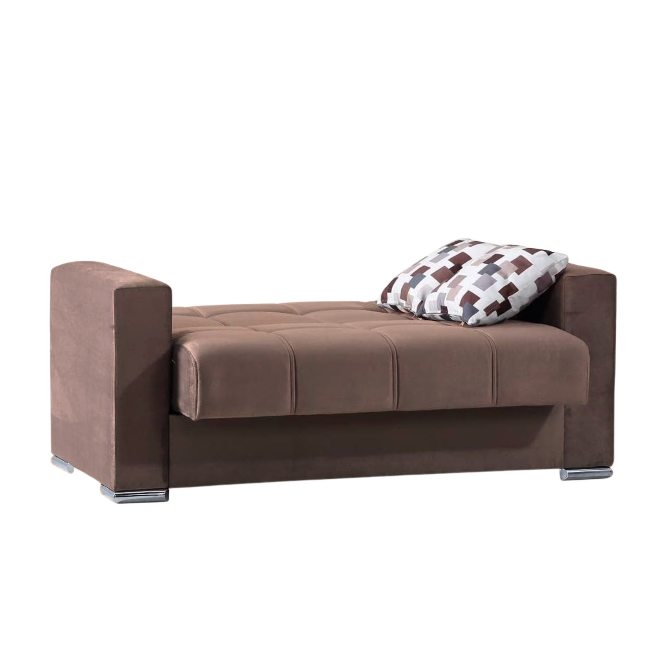 "Alba" 2-seater sofa with storage in fabric with chromed feet, 158x85 cm, 92h