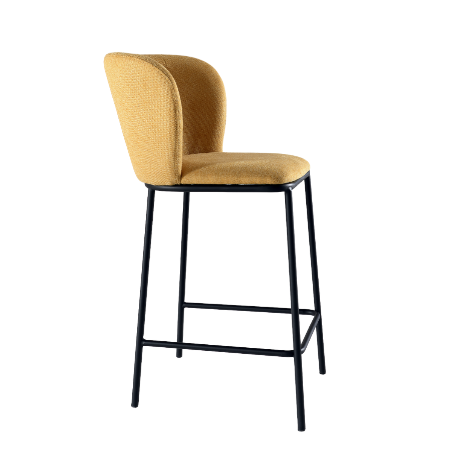 Set of fixed "Riva" stools with a soft and welcoming design in fabric, 58x52 cm, 95h