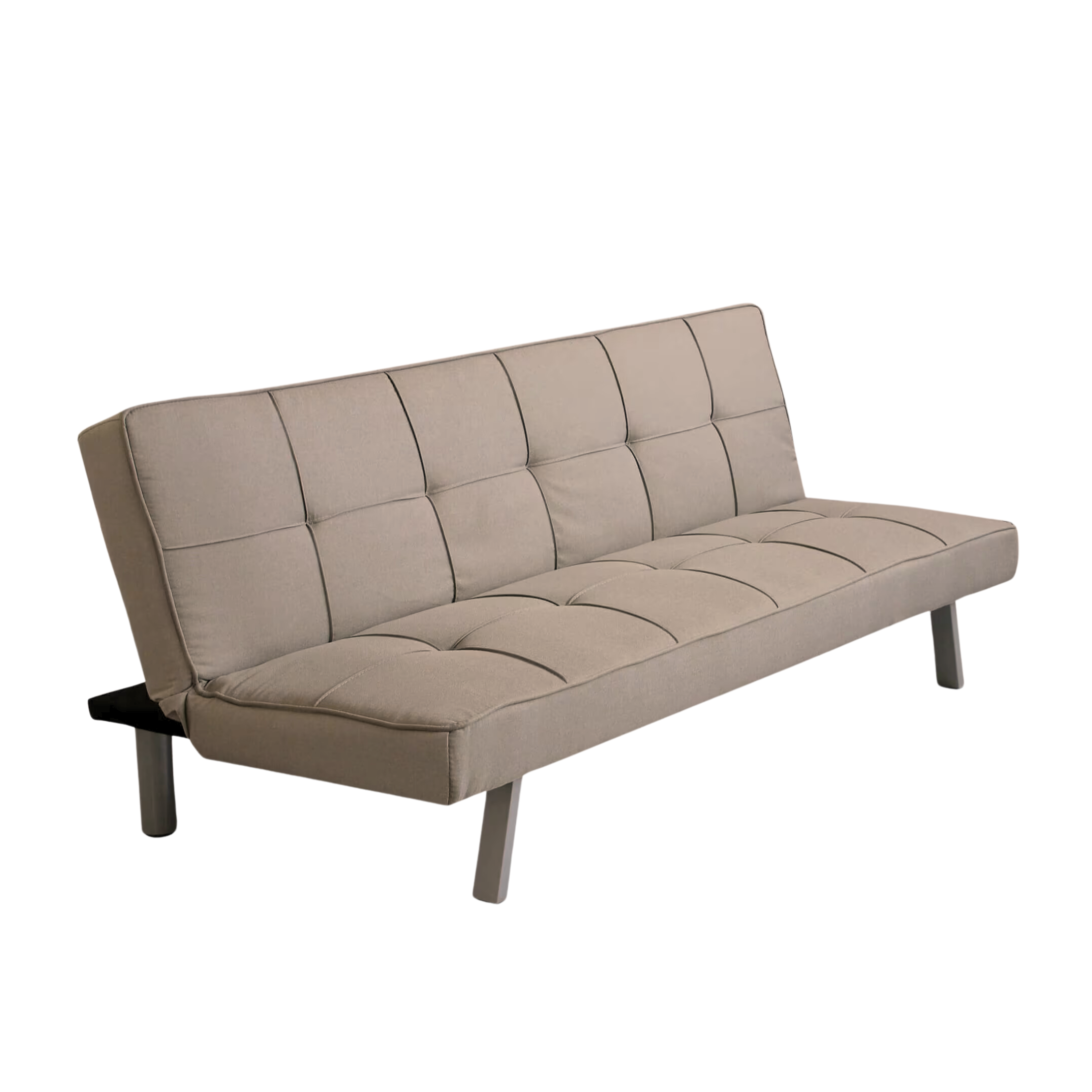 "Evelin" 3-seater sofa bed in linen fabric with metal legs, 180x81 cm, 79 cm high.