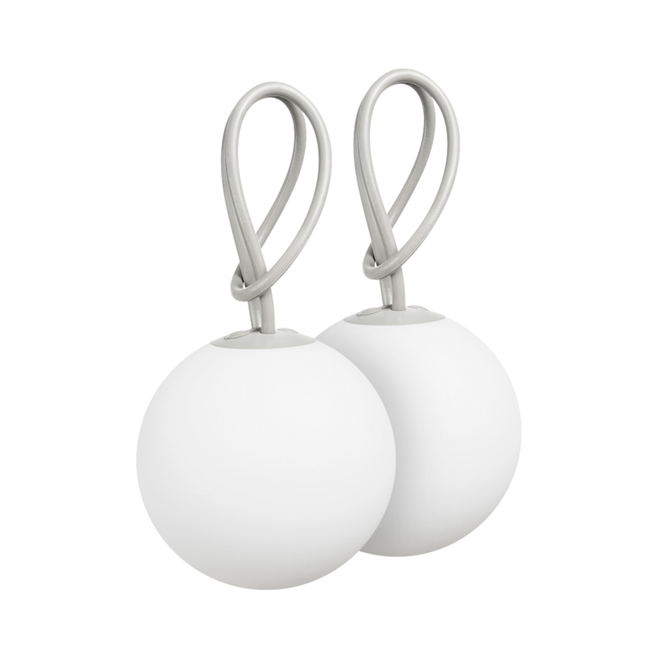 Set of 2 "Bolleke" battery-powered LED hanging lamps in HDPE with rubber hook, 20x20 cm