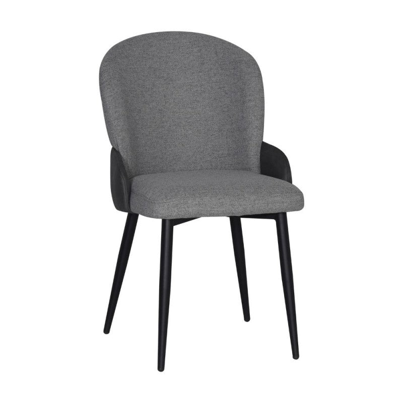 Set of "Simo" dining chairs upholstered in fabric and eco-leather with metal legs, 52x60 cm, 87h