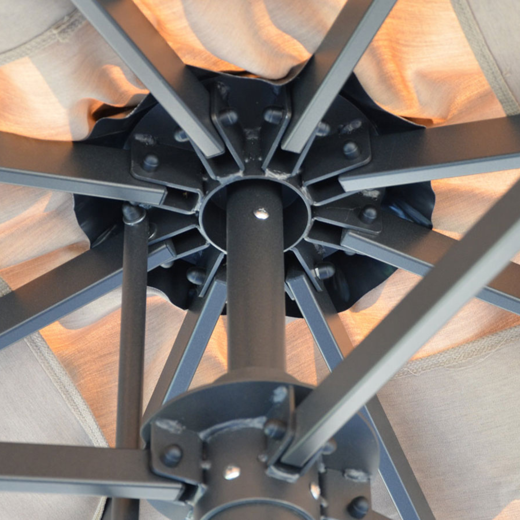 Modern ecru "Platino Basic" garden umbrella with anthracite telescopic central pole