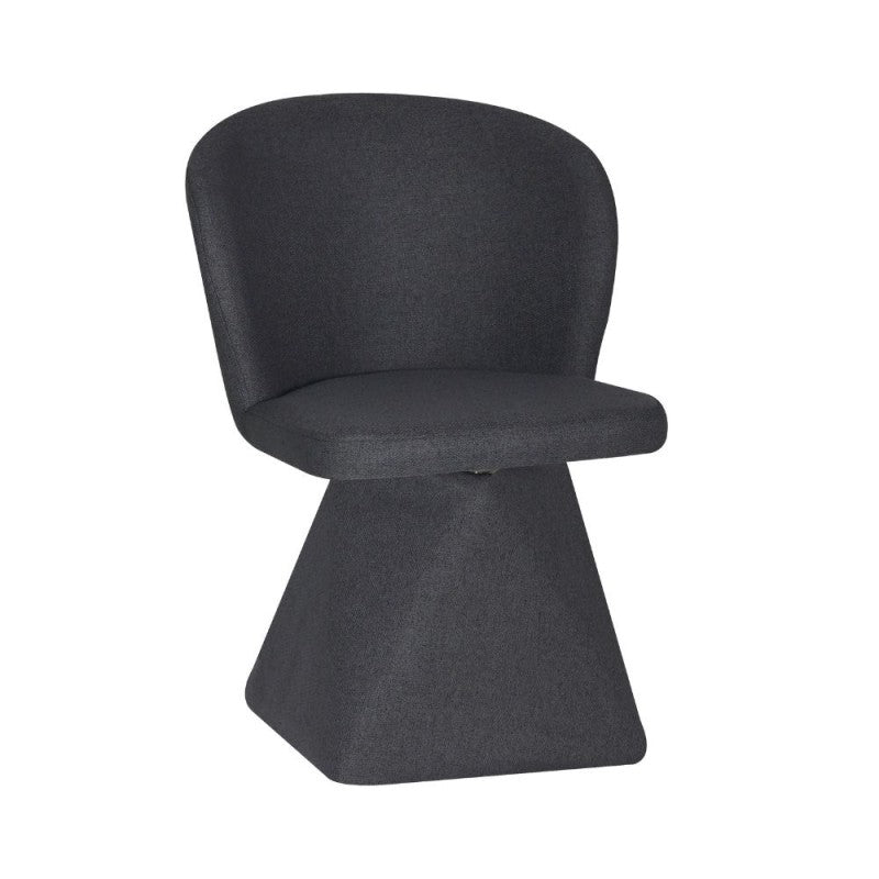 Set of swivel dining chairs "Piyan" upholstered in dark grey fabric cm 55x58 80h