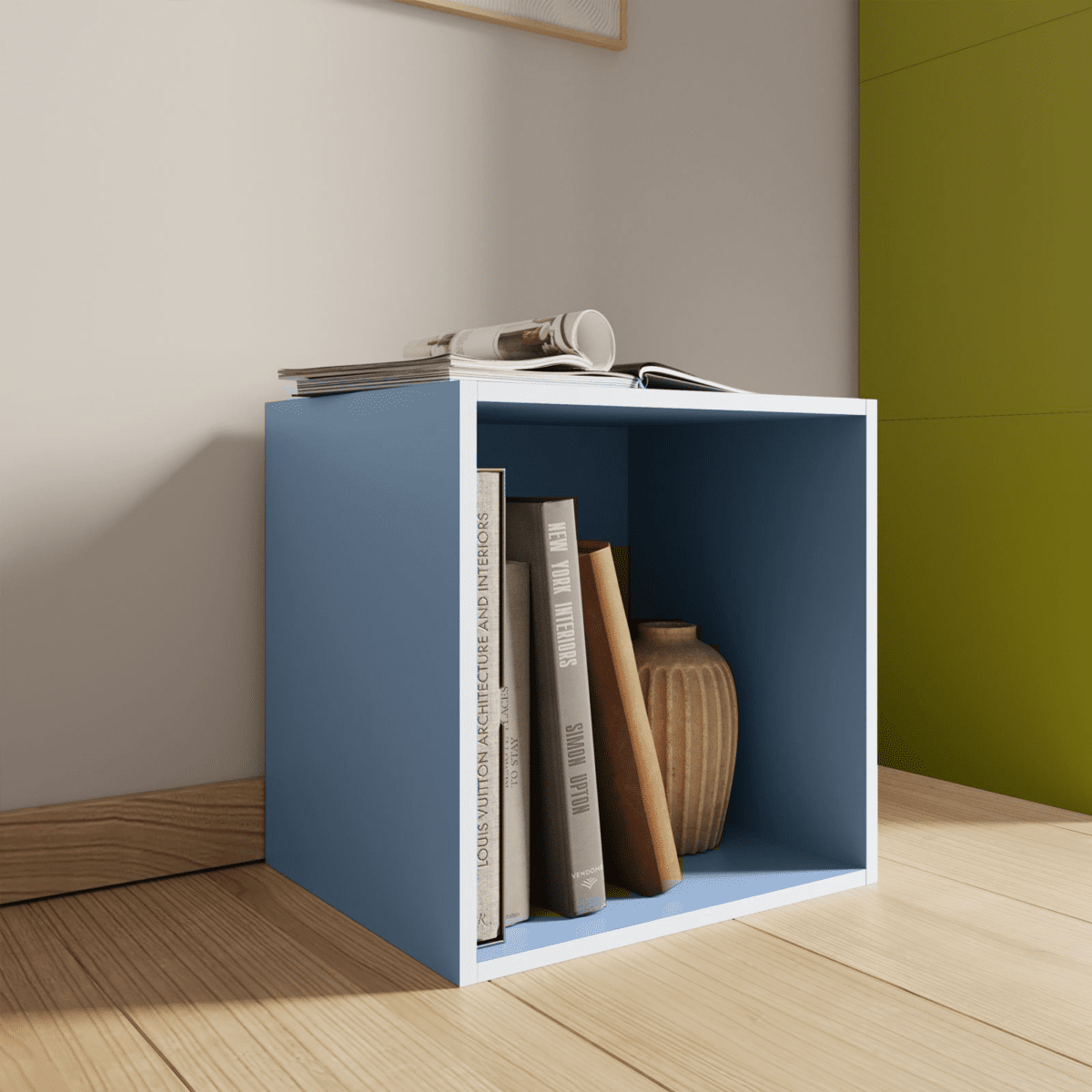 Mensola a giorno colorata "Cubo" in legno cm 35x35 29h - MondoViro