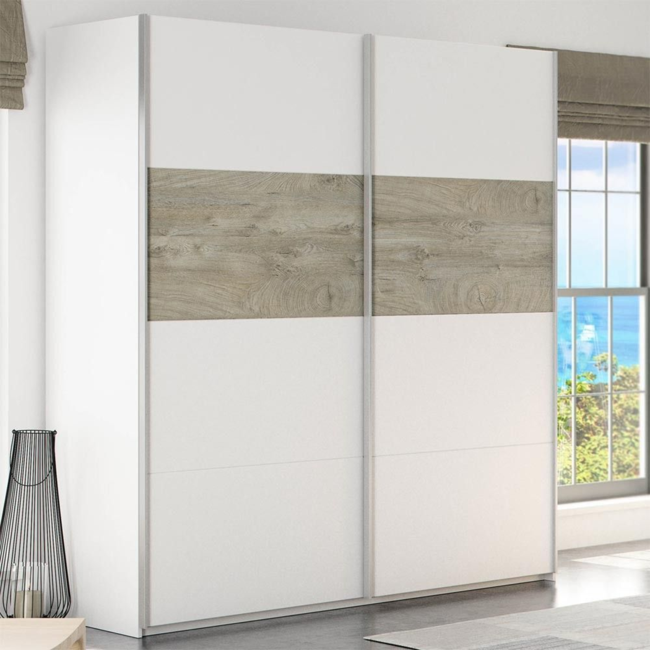 "Kos" 2-door wooden wardrobe with sliding doors, 180x60 cm, 200 cm high.
