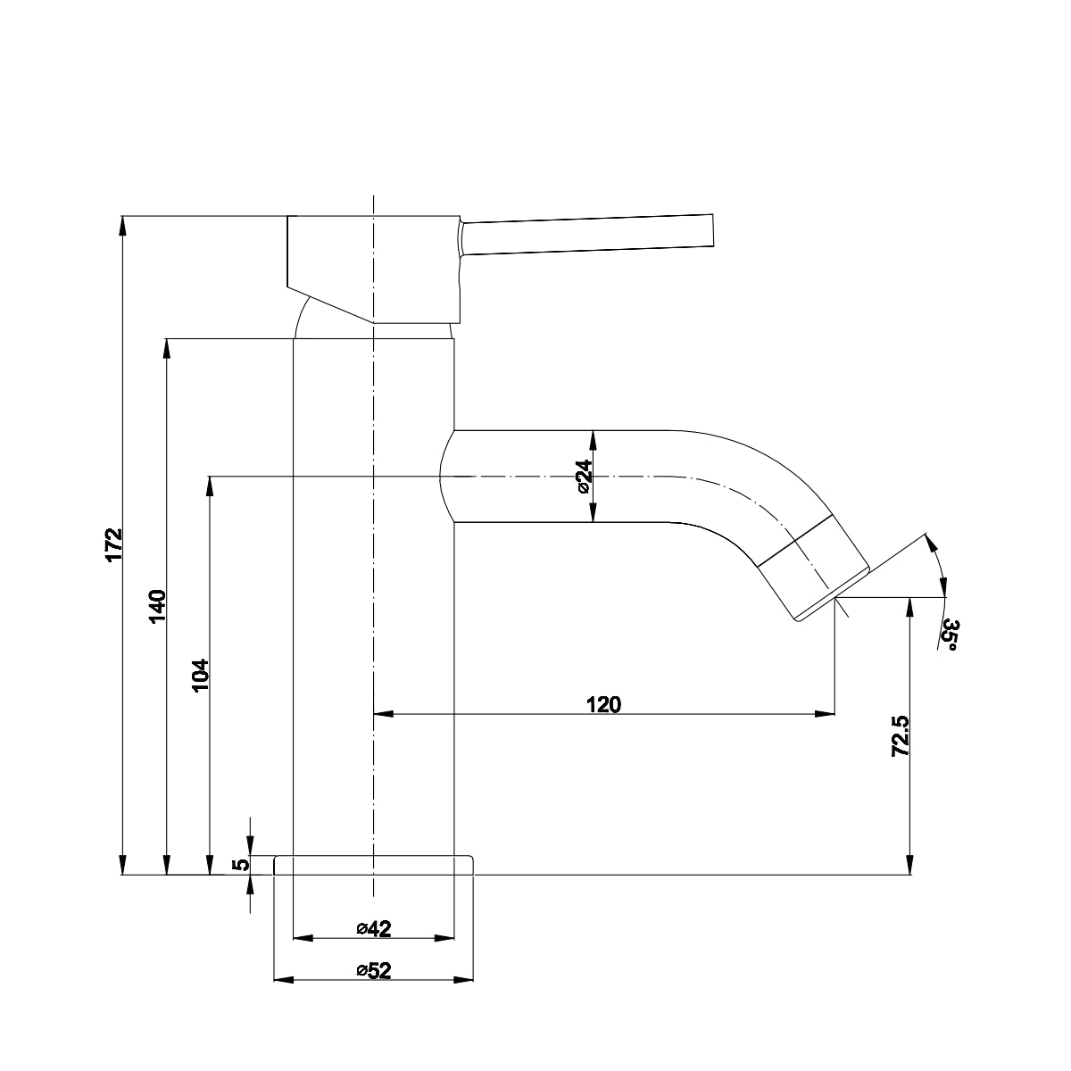 "Lyranor" single-hole mixer tap for bathroom sink in chromed brass